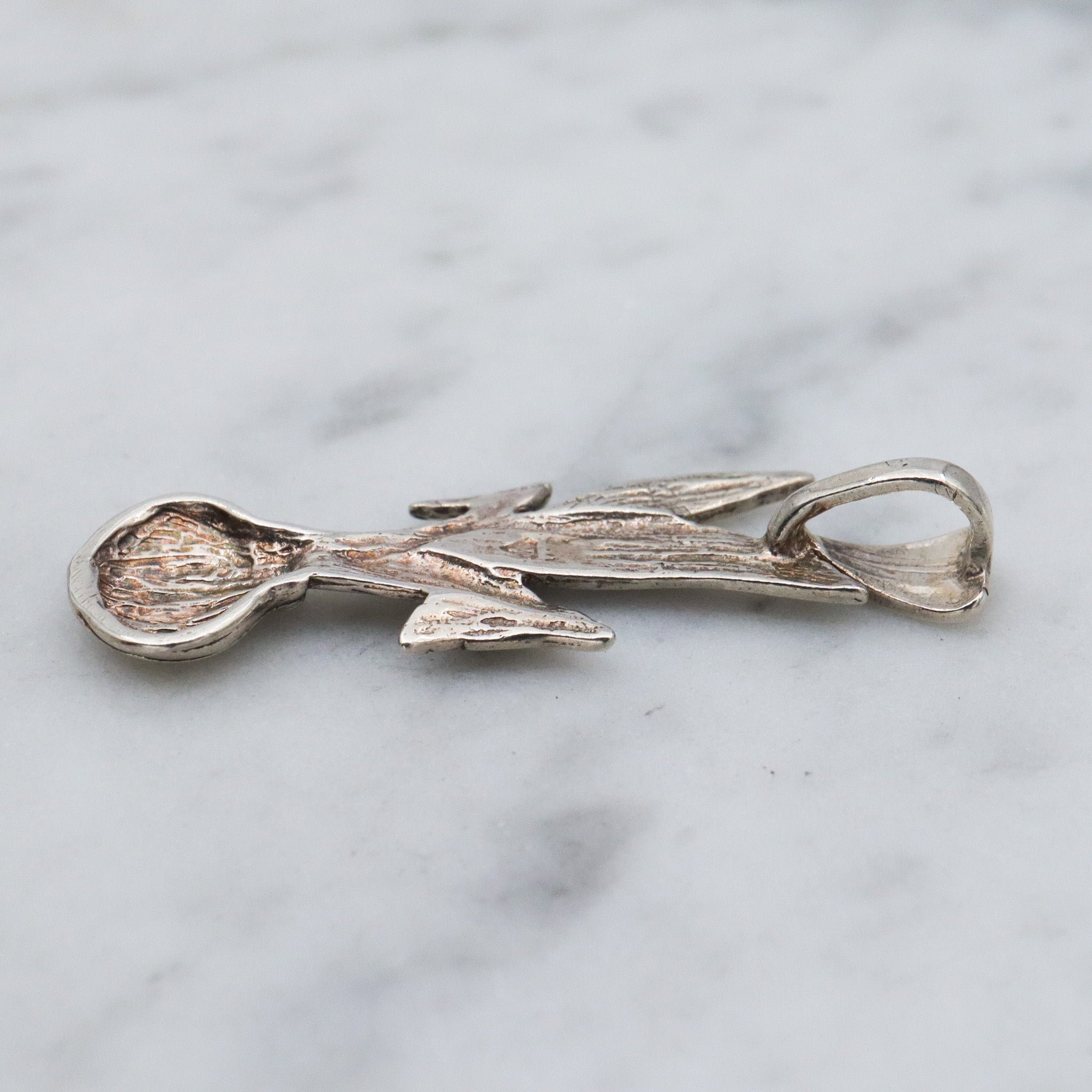 Vintage sterling silver onion plant pendant