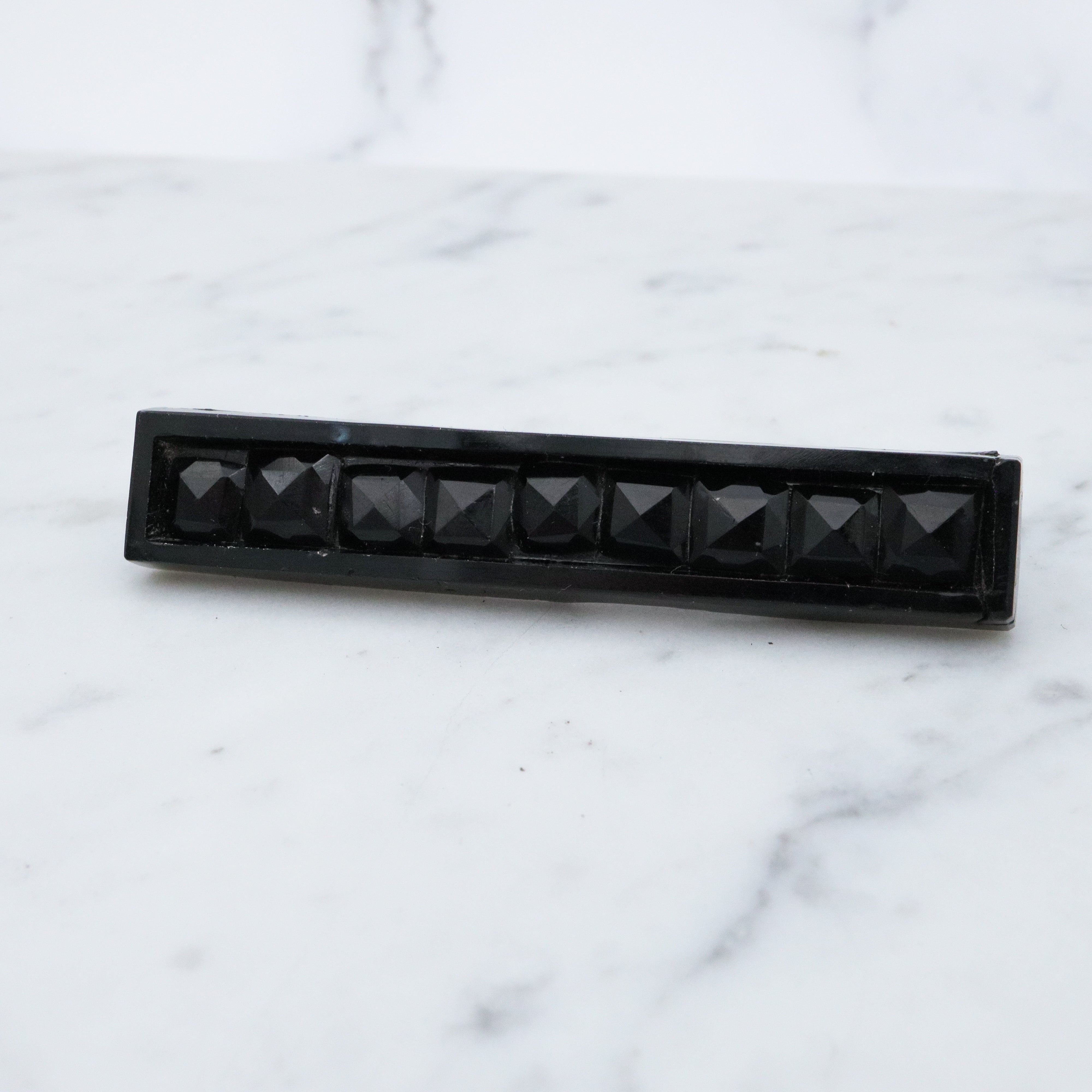 Antique Victorian French jet mourning brooch