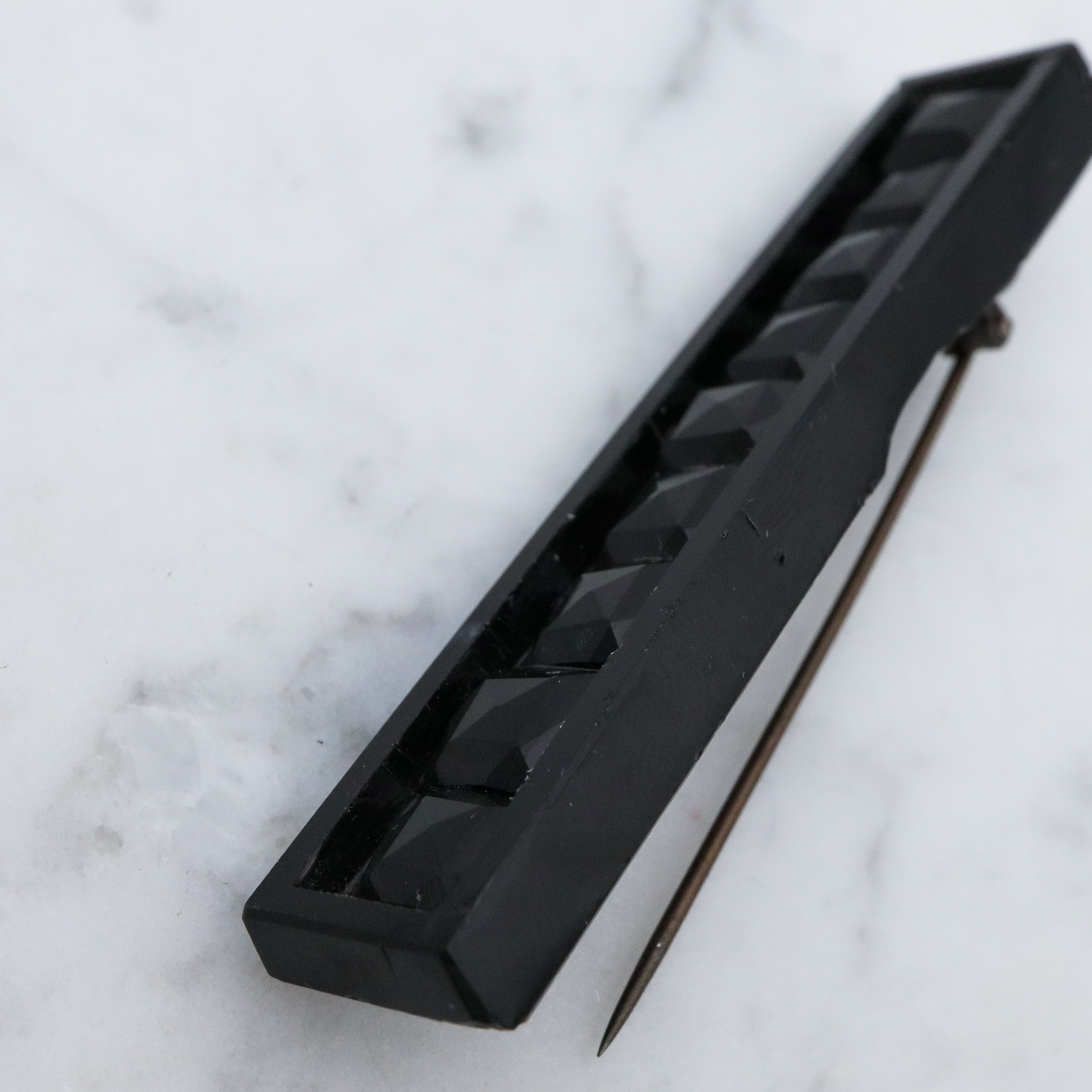 Antique Victorian French jet mourning brooch