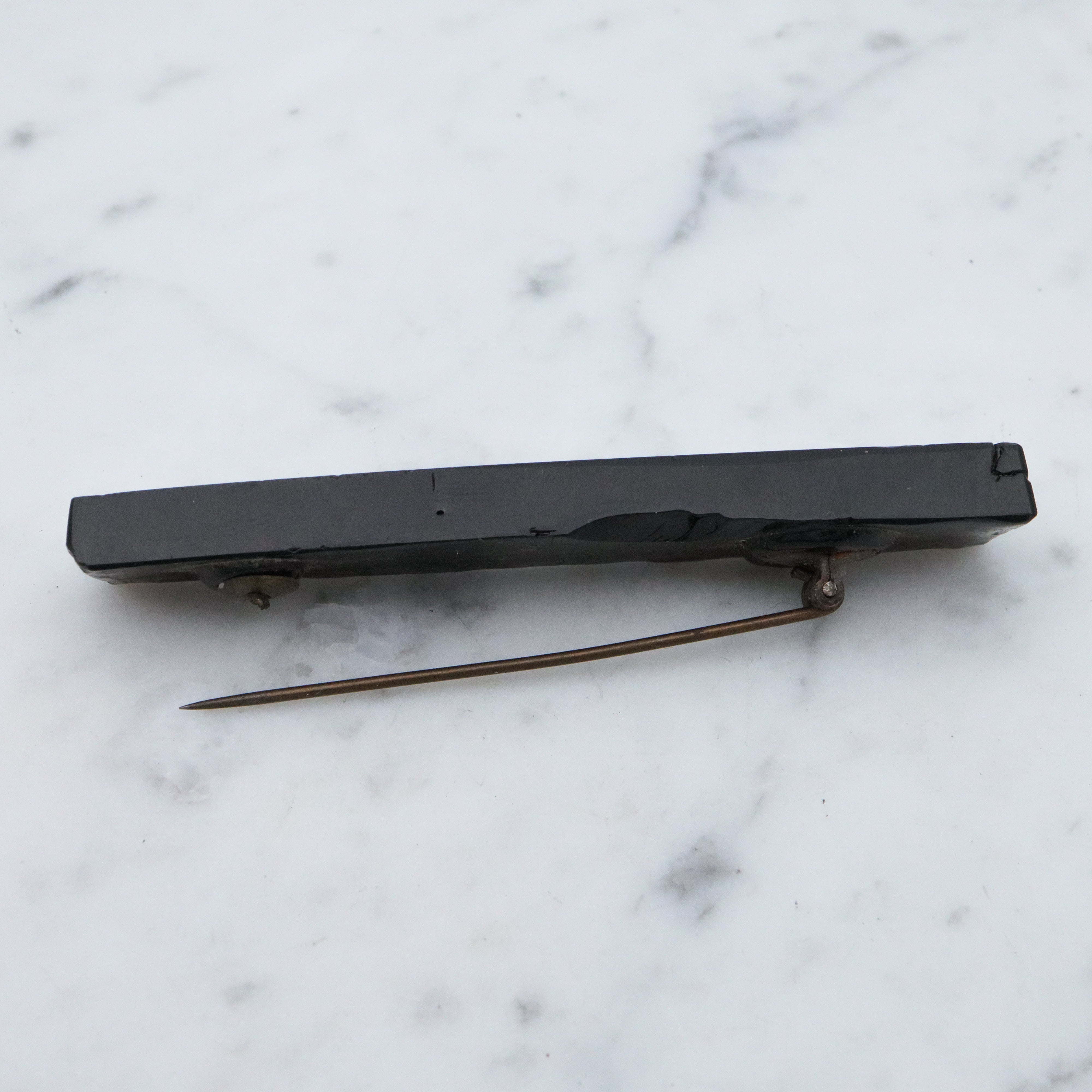 Antique Victorian French jet mourning brooch