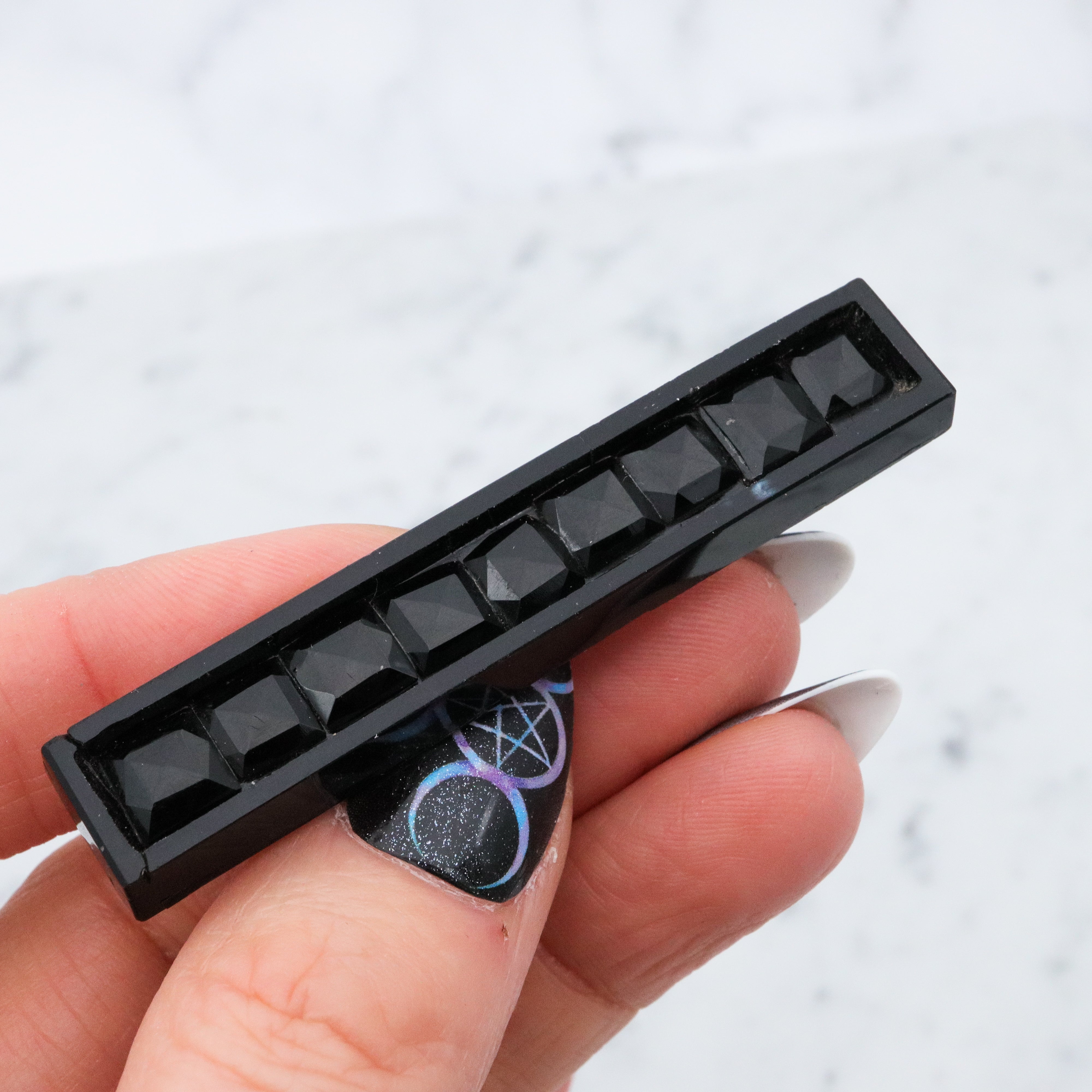 Antique Victorian French jet mourning brooch