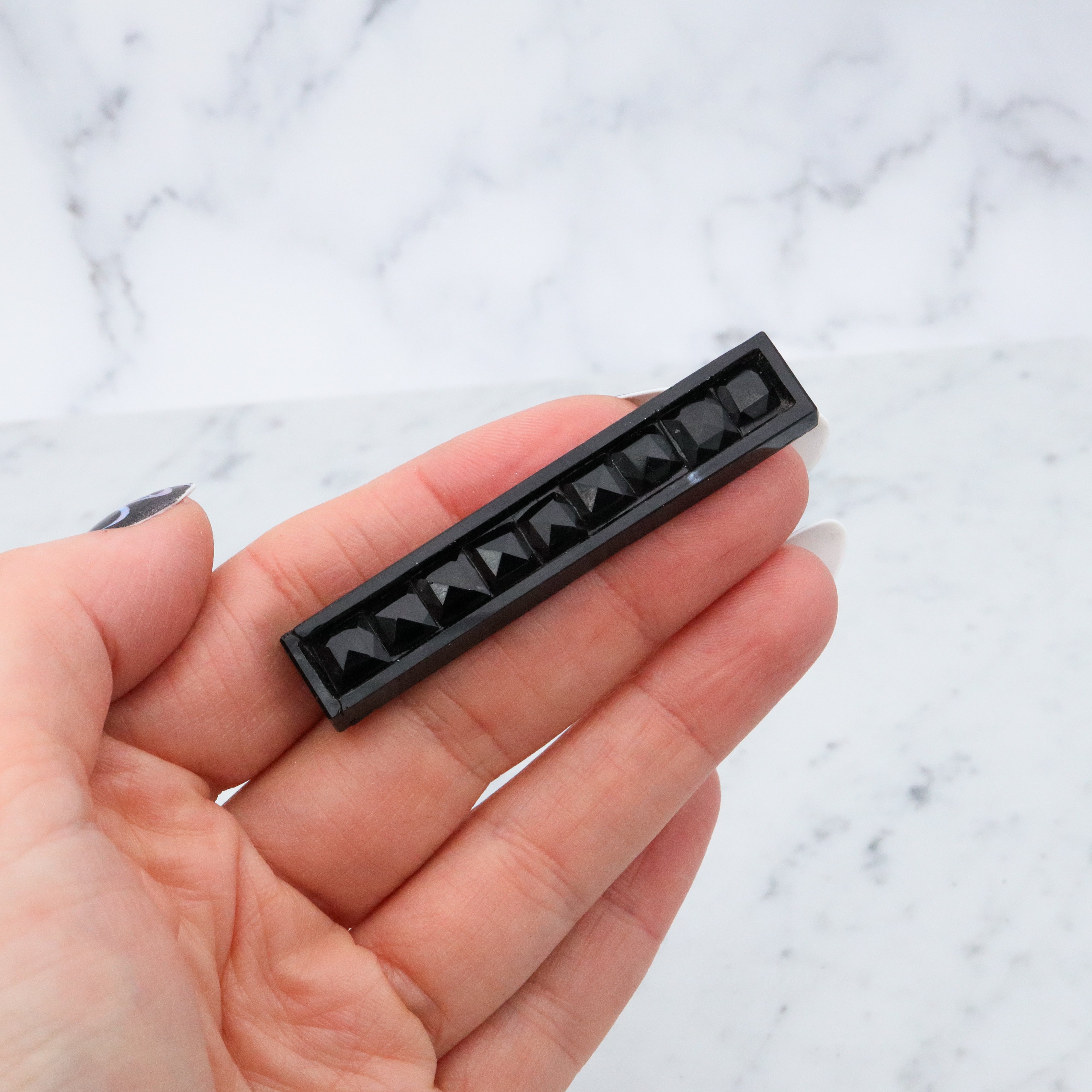 Antique Victorian French jet mourning brooch