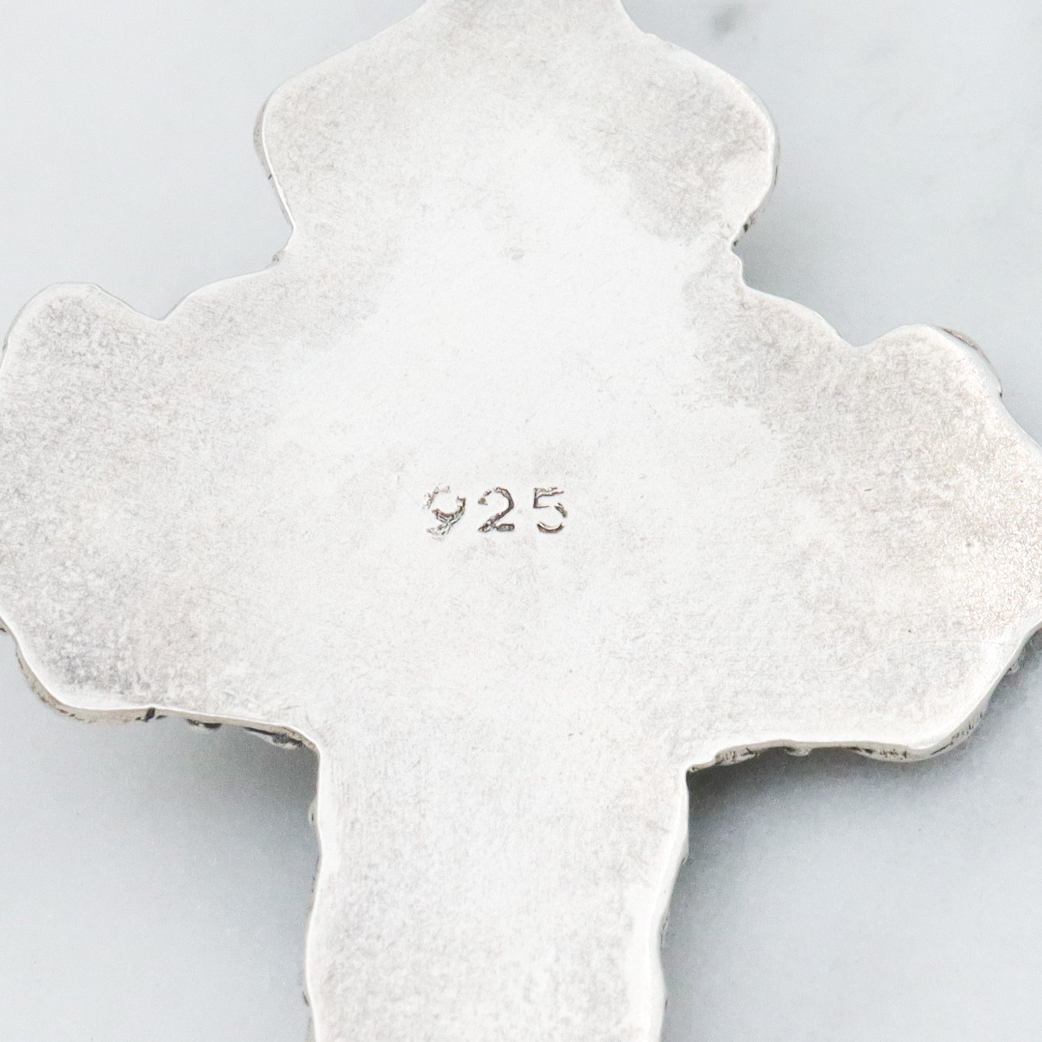 Vintage sterling silver & carnelian fancy scroll cross pendant