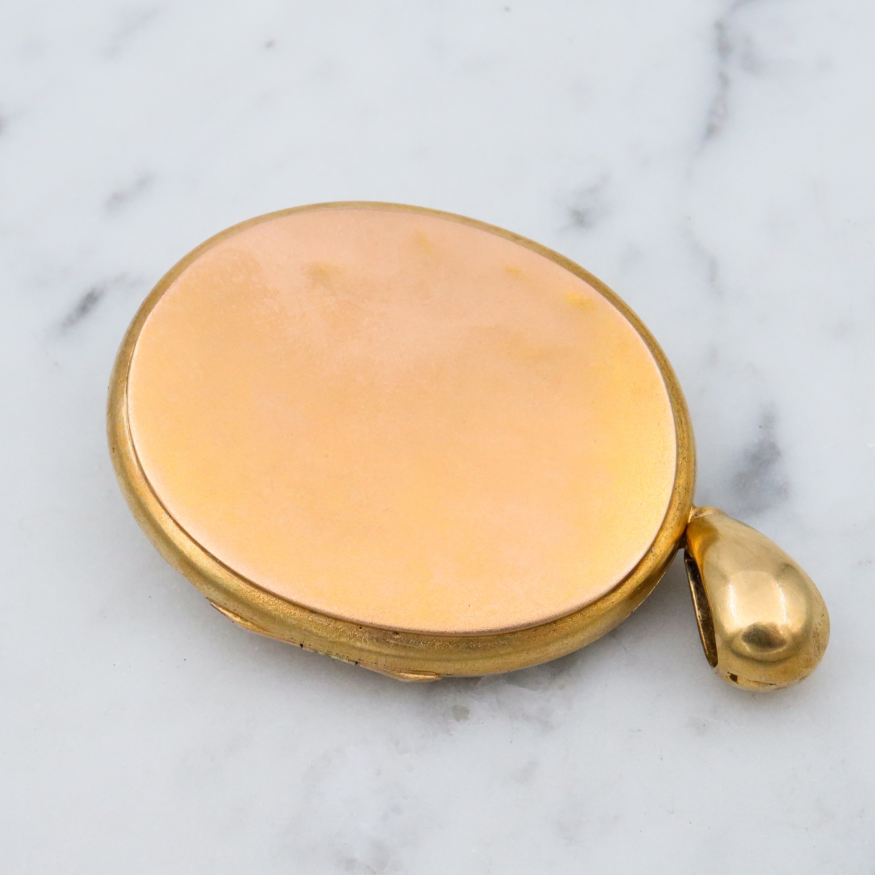 Large Antique Victorian 14k gold locket w/blue enamel star & split pearls