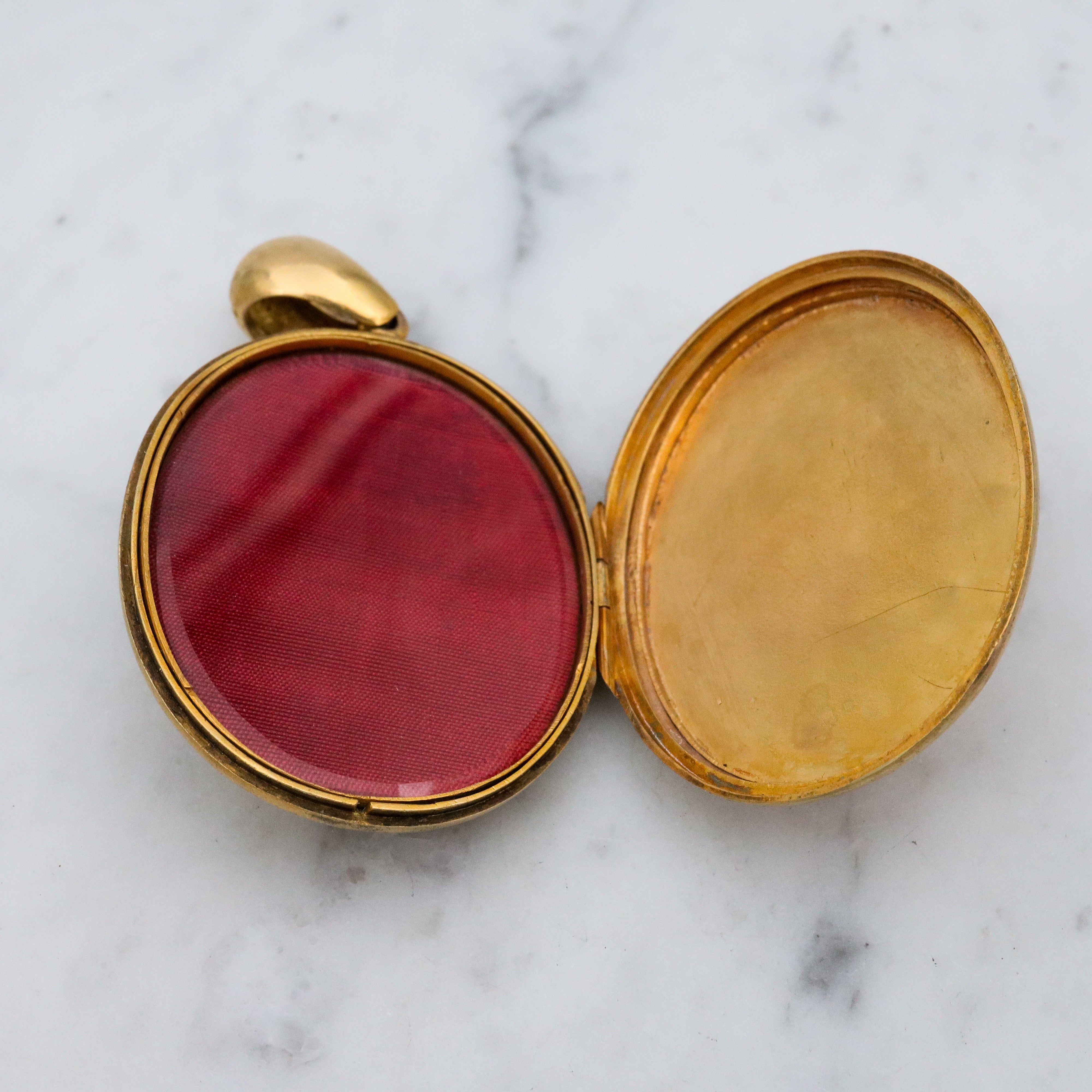 Large Antique Victorian 14k gold locket w/blue enamel star & split pearls