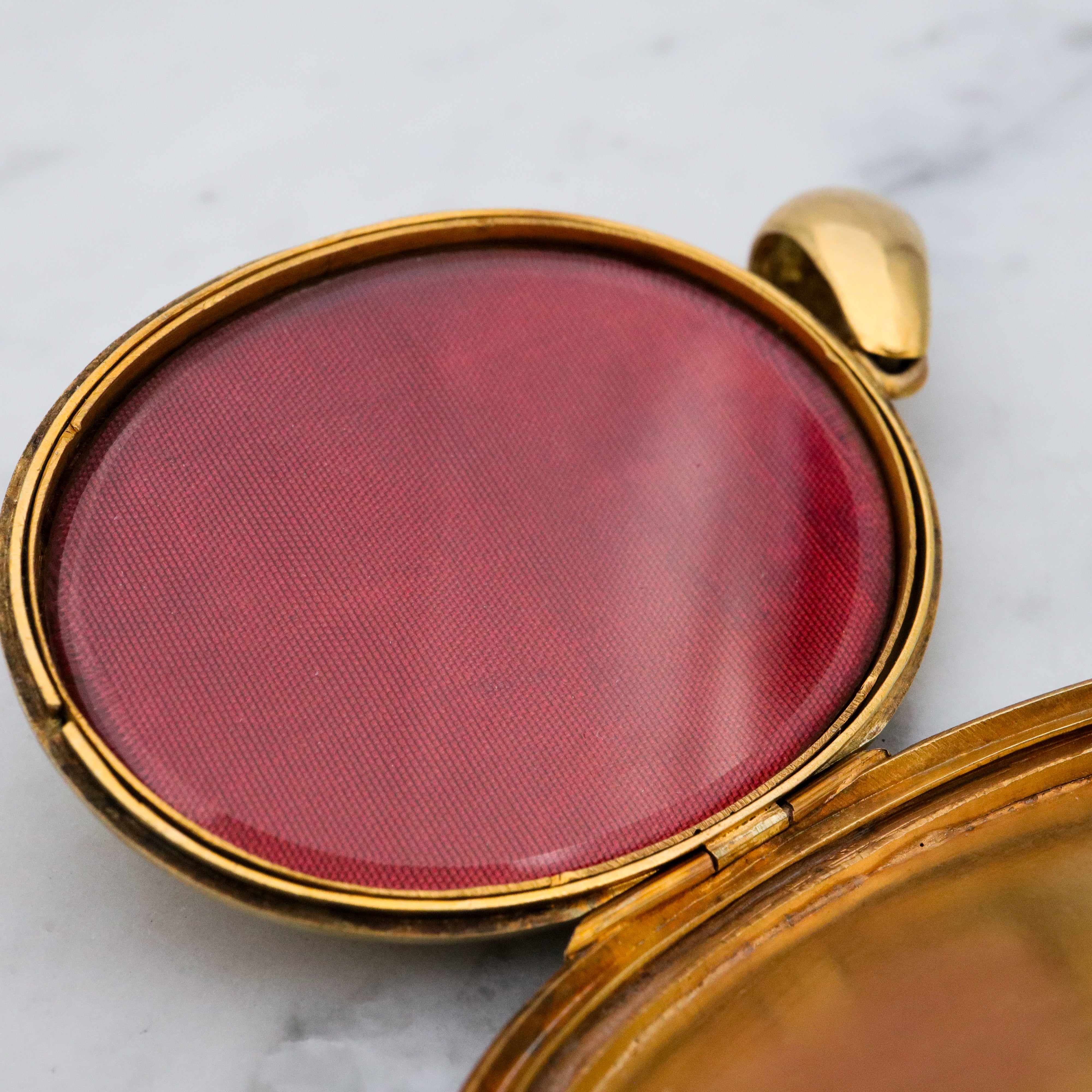 Large Antique Victorian 14k gold locket w/blue enamel star & split pearls