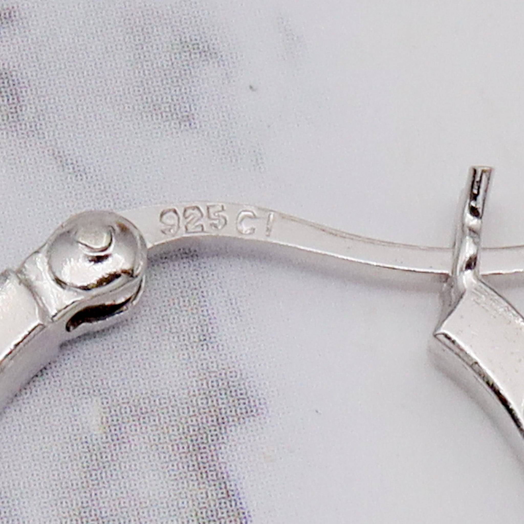 Vintage diamond etched sterling hoop earrings