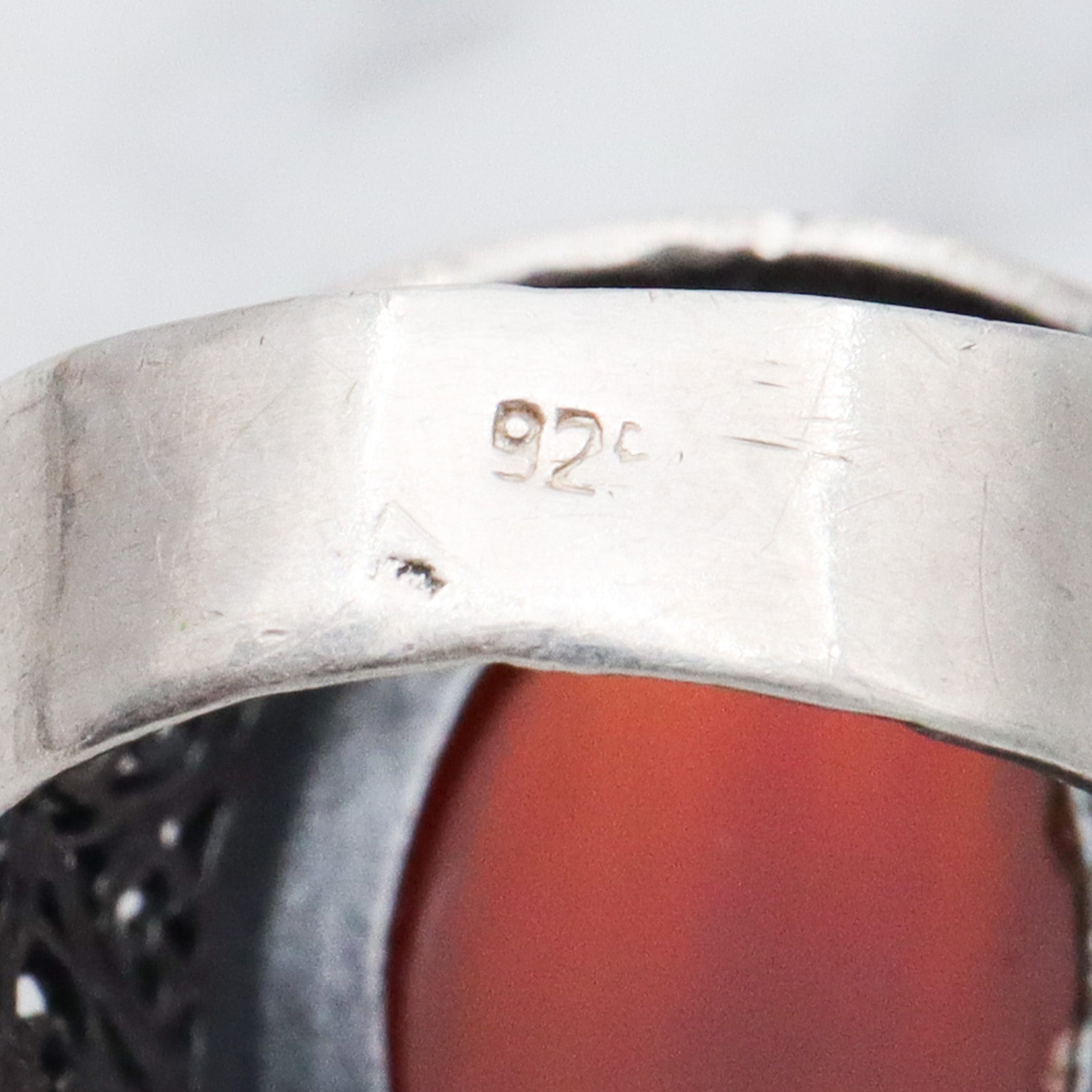 Vintage sterling silver filigree and carnelian ring, sz 7