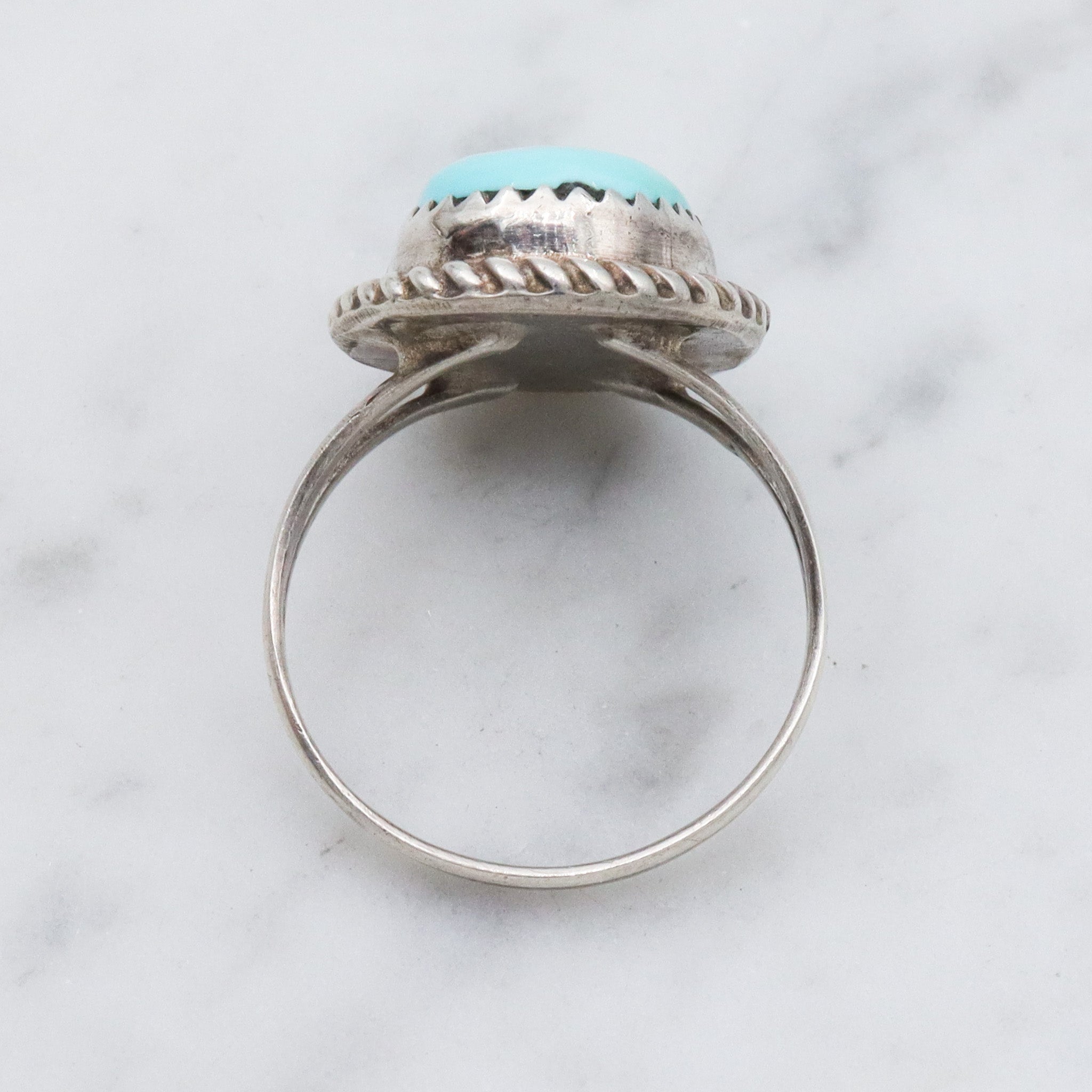 Vintage Herbert Tsosie Navajo sterling silver turquoise ring, sz 8.25