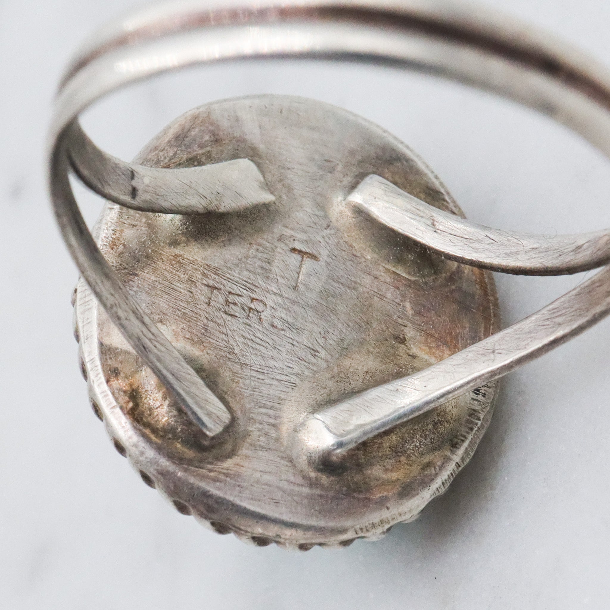 Vintage Herbert Tsosie Navajo sterling silver turquoise ring, sz 8.25