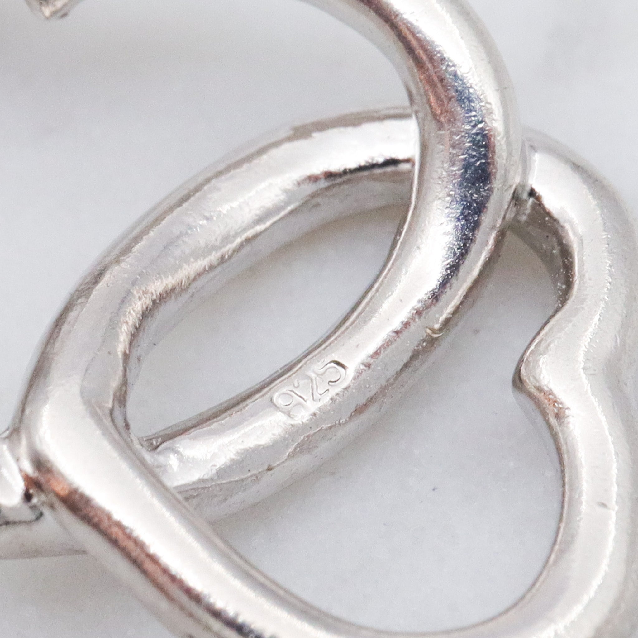 Vintage sterling silver double open heart pendant necklace