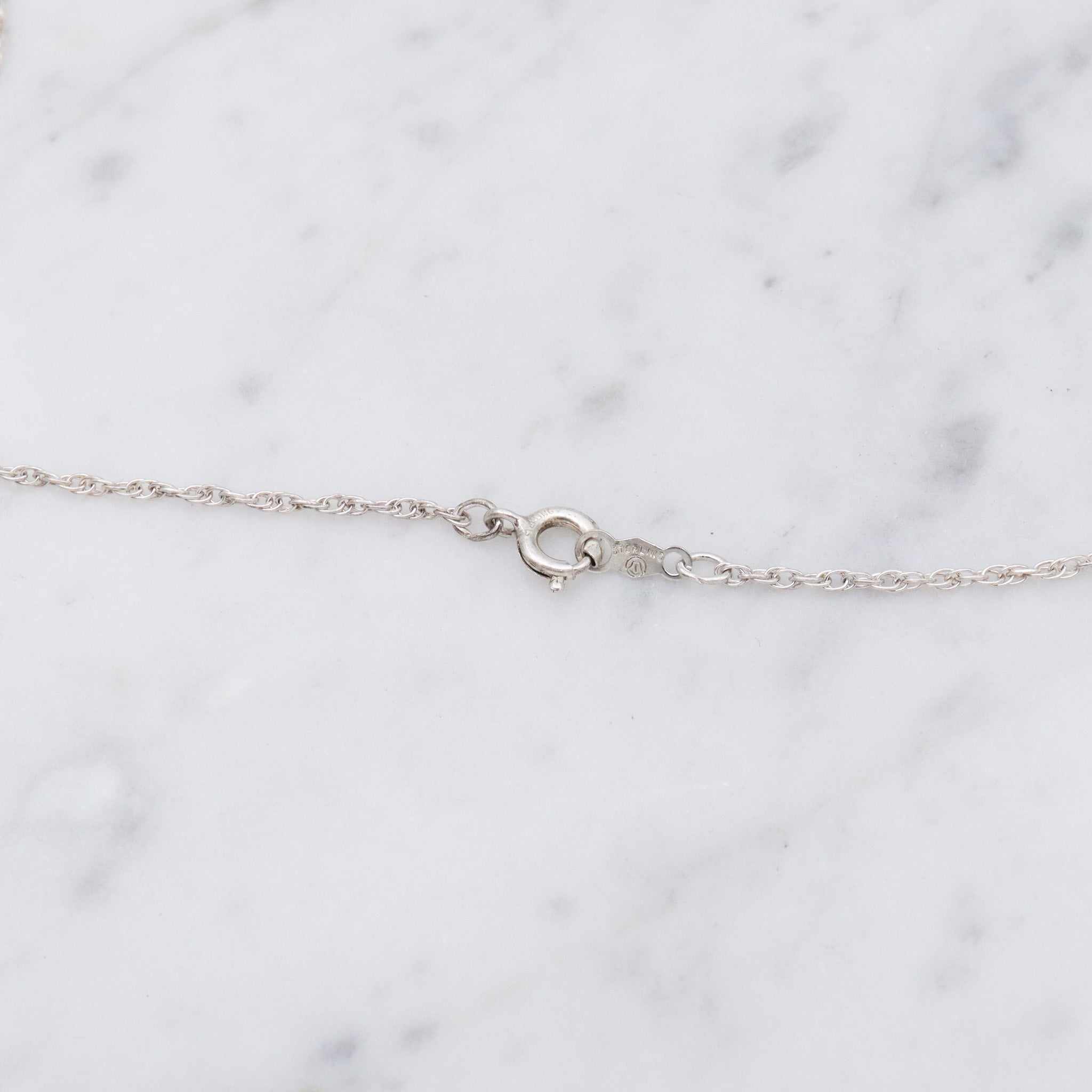 Vintage sterling silver double open heart pendant necklace