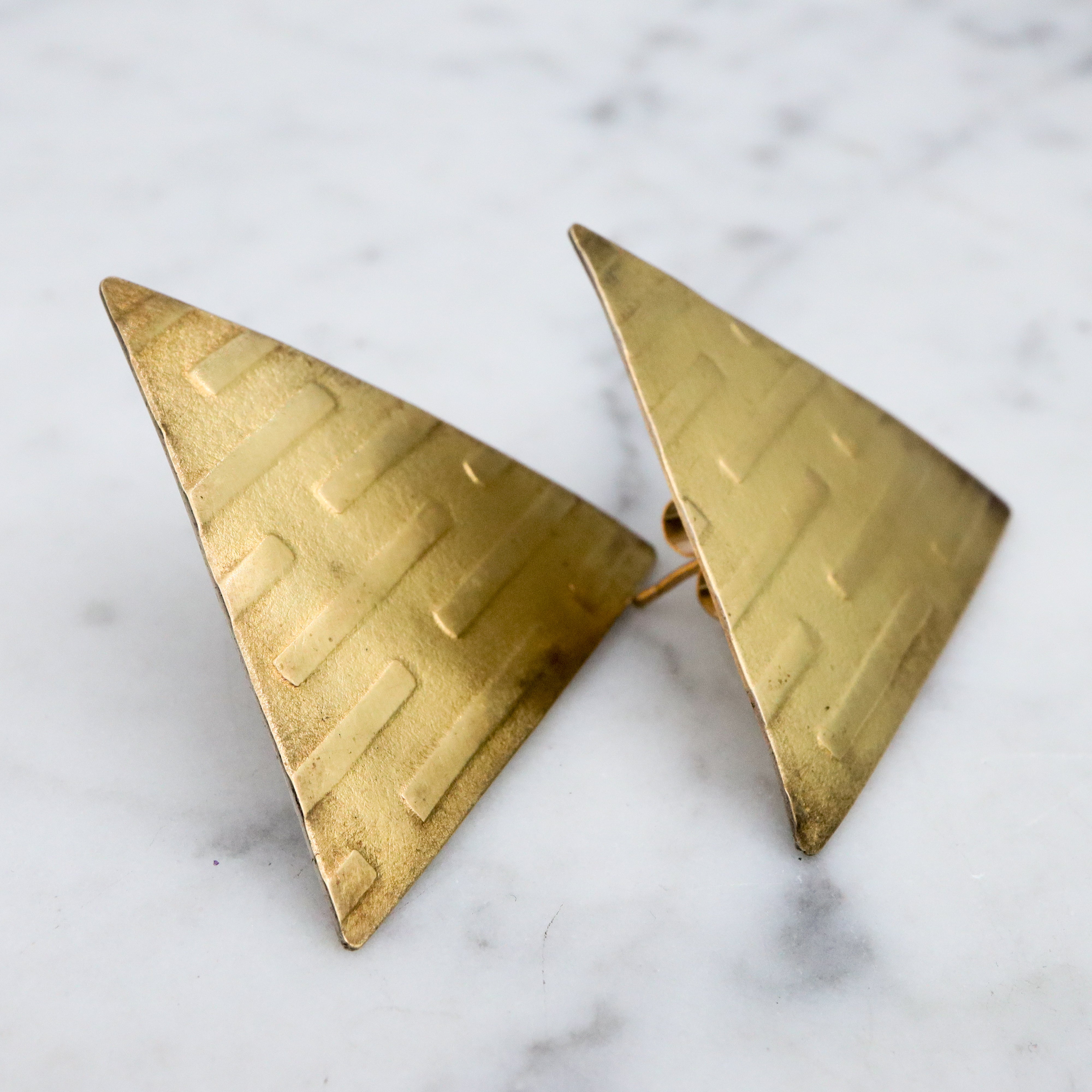 Retro studio artist 18k gold plated sterling silver triangle earrings