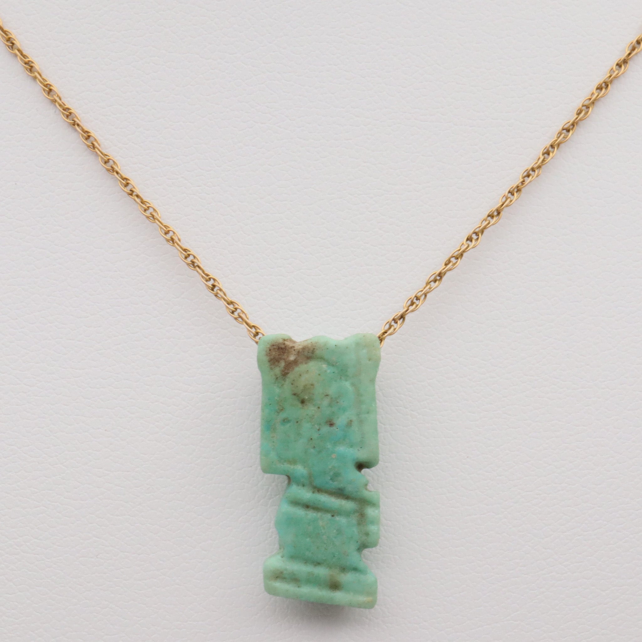 22k Gold Ancient carved Amazonite bead handmade necklace