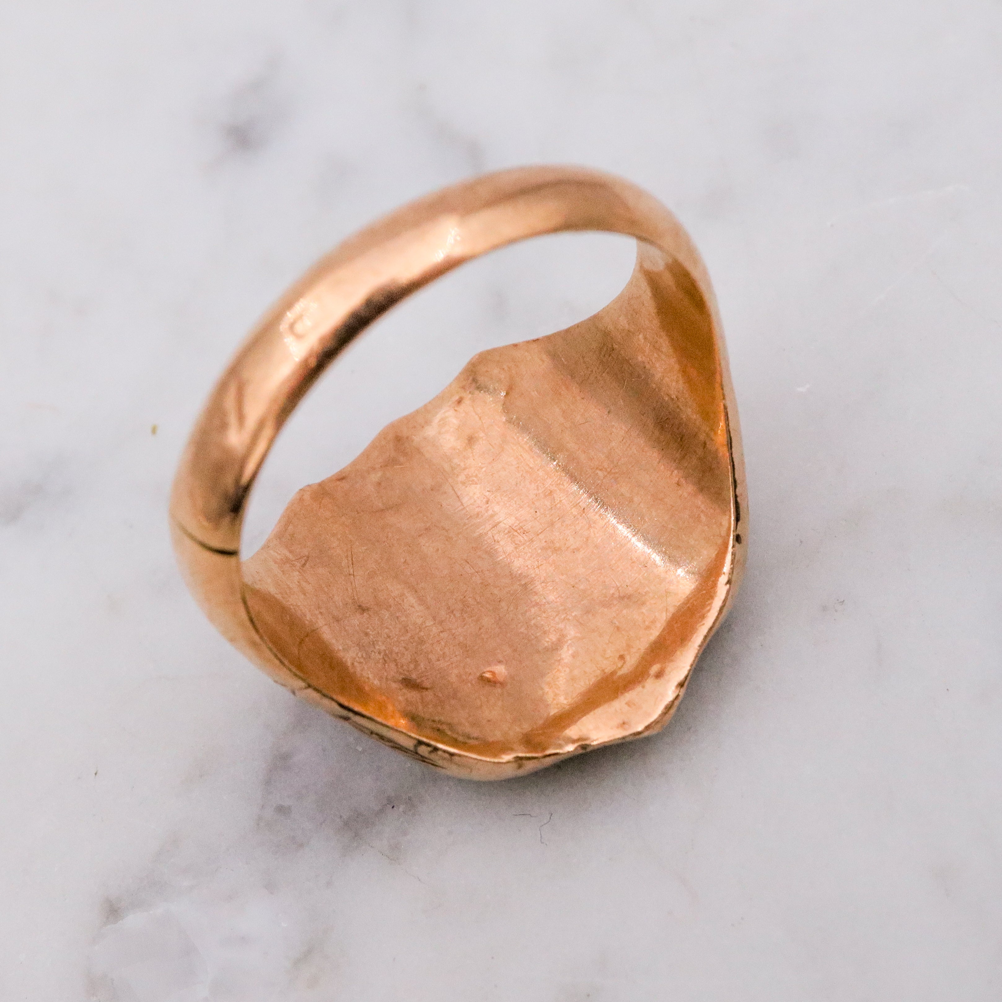 Antique Victorian 1885 English 9k gold bloodstone signet ring, sz 7.5