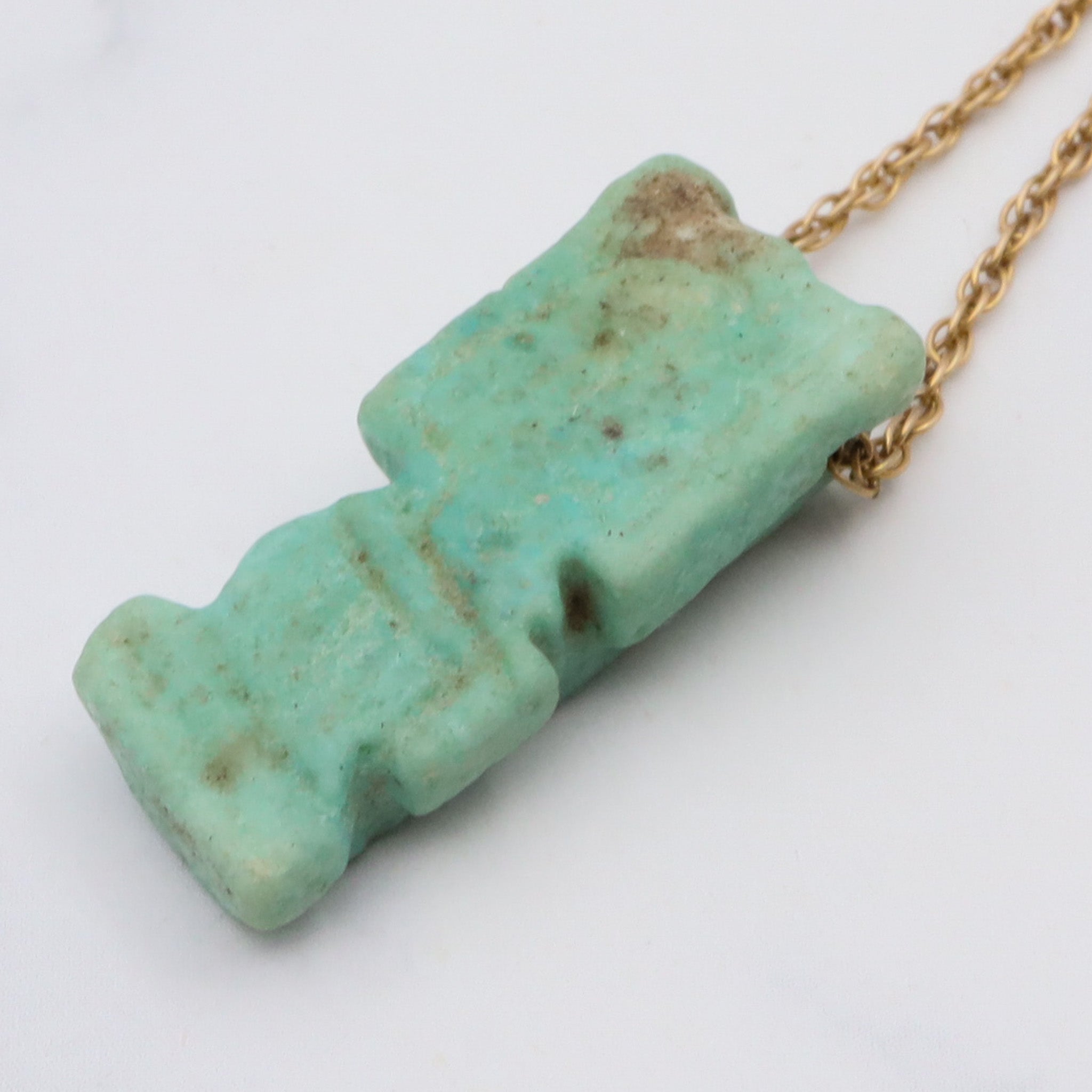 22k Gold Ancient carved Amazonite bead handmade necklace