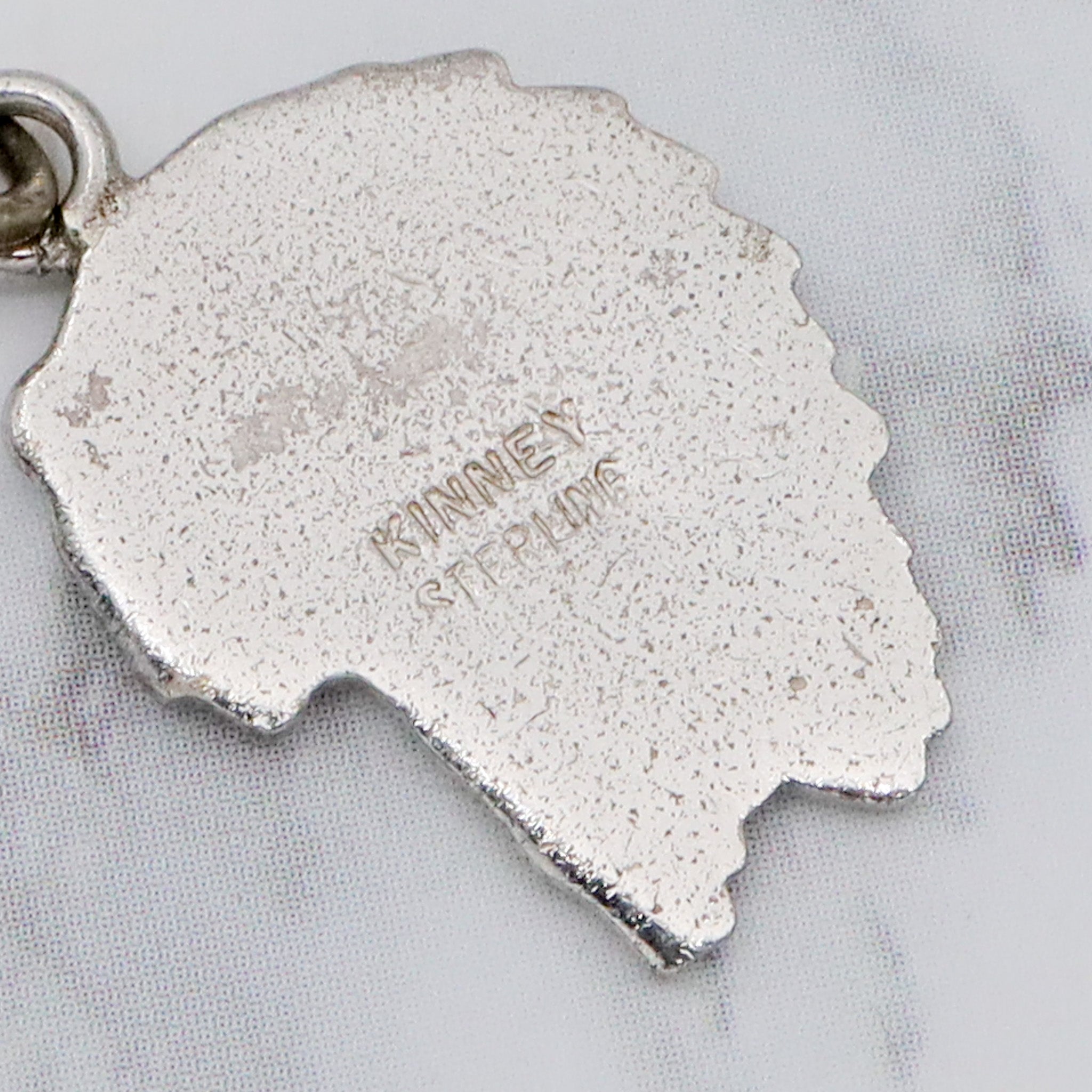 Vintage Kinney sterling & enamel Native American chief pendant