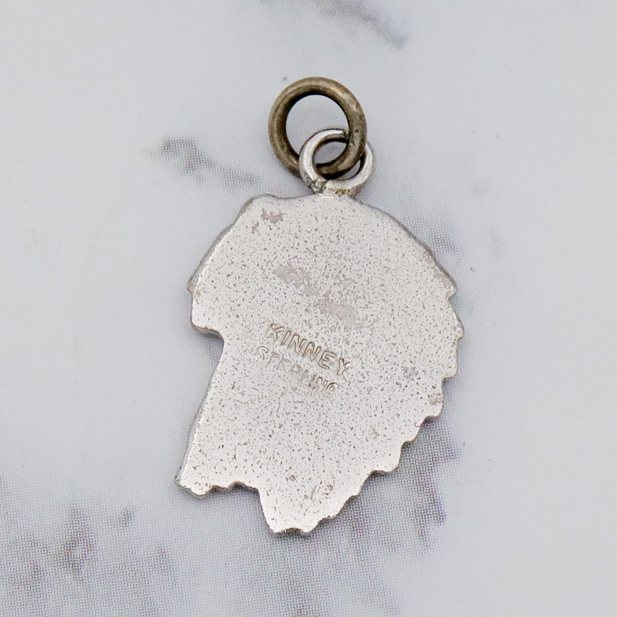 Vintage Kinney sterling & enamel Native American chief pendant