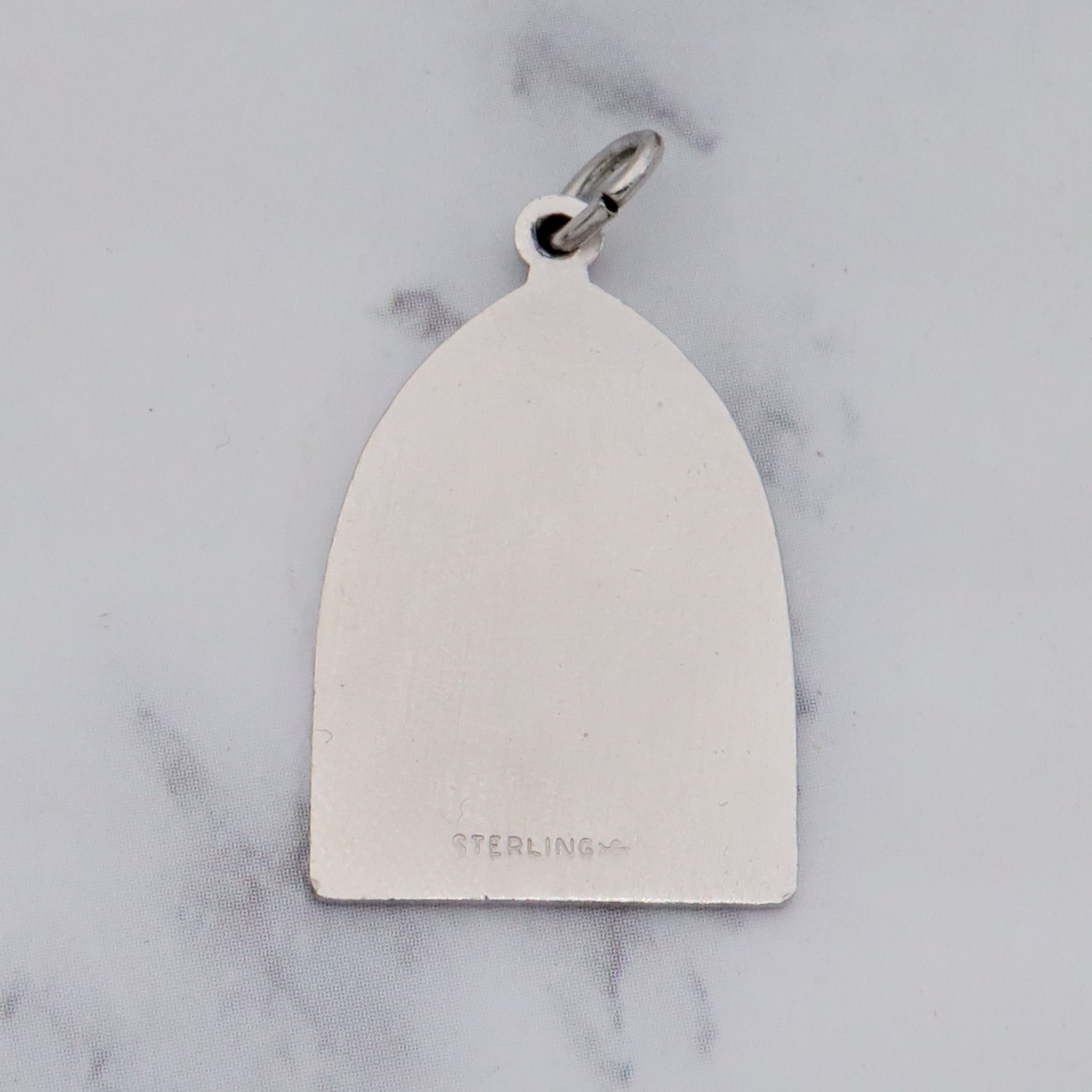 Vintage sterling and enamel Mary & Child stained glass window pendant