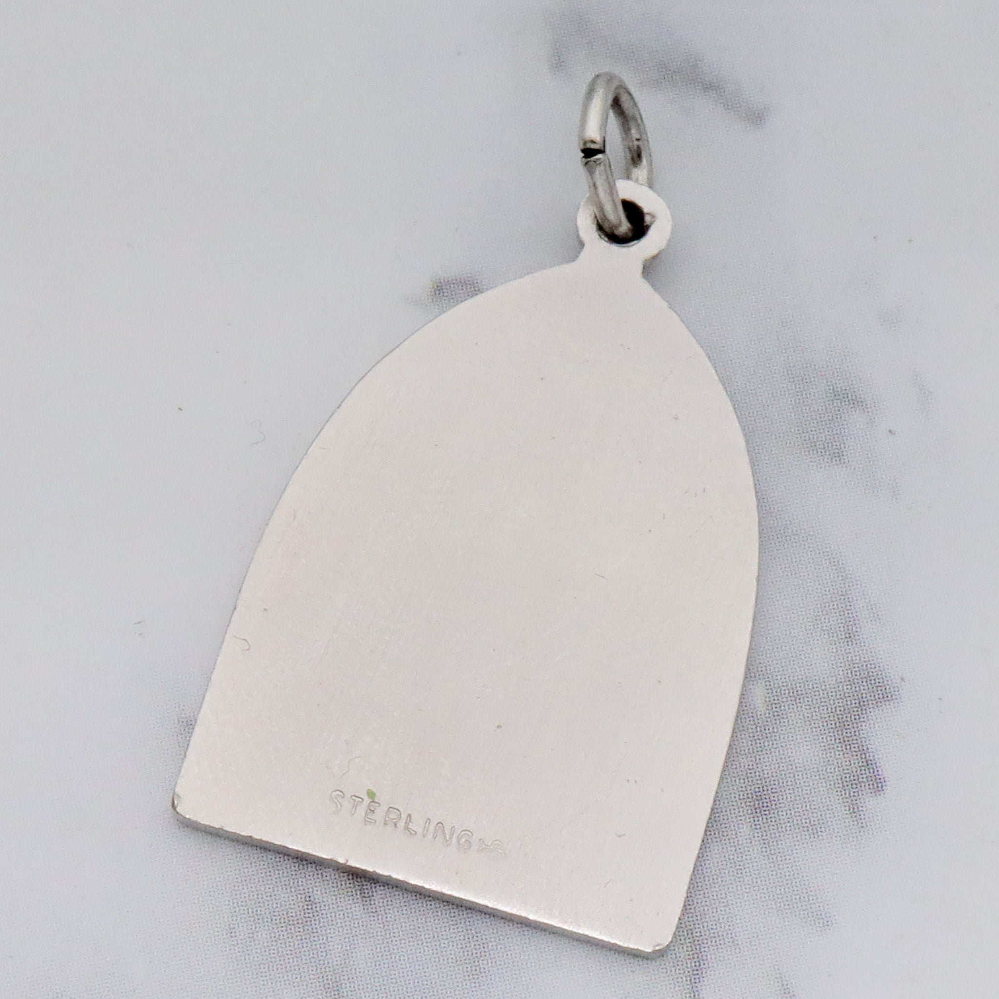 Vintage sterling and enamel Mary & Child stained glass window pendant