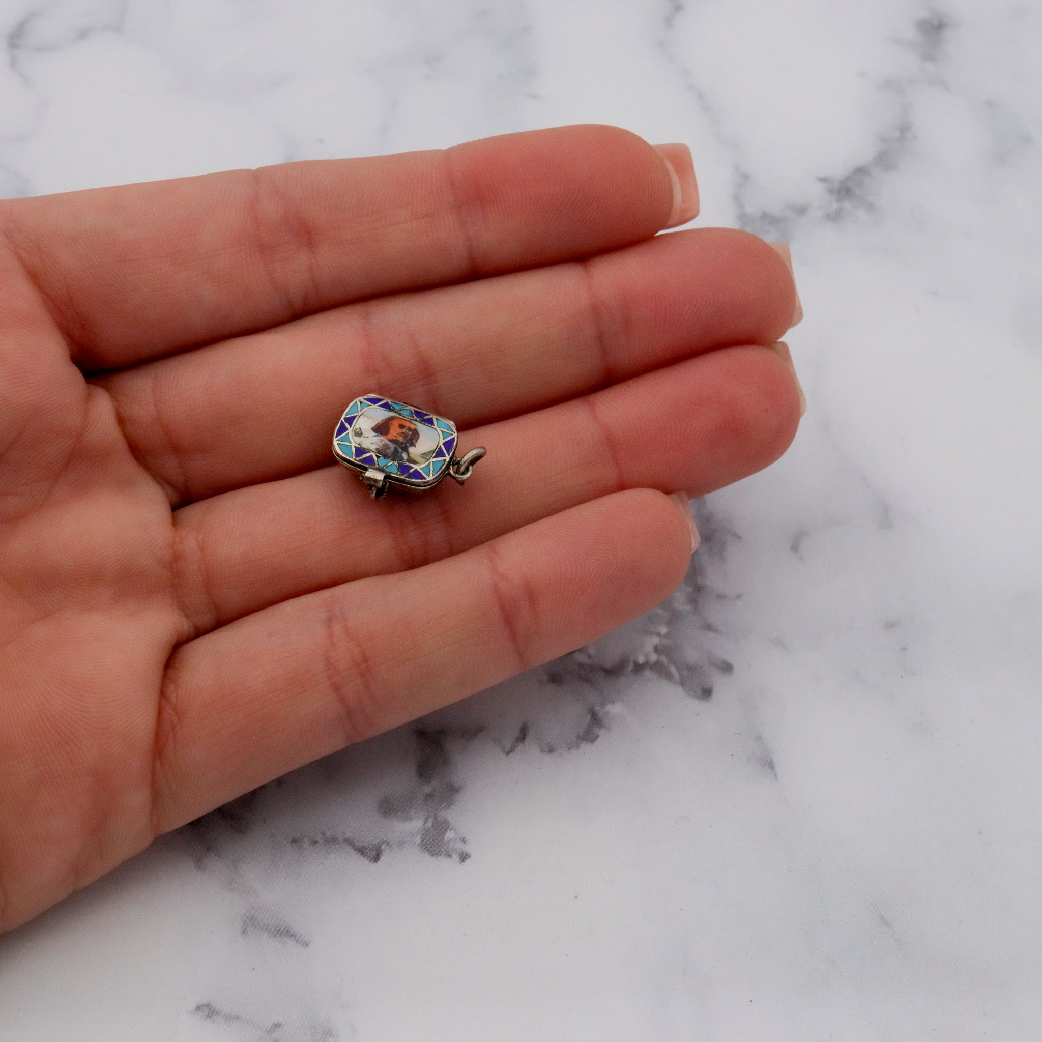 Antique .800 silver & enamel Egyptian Moses basket charm