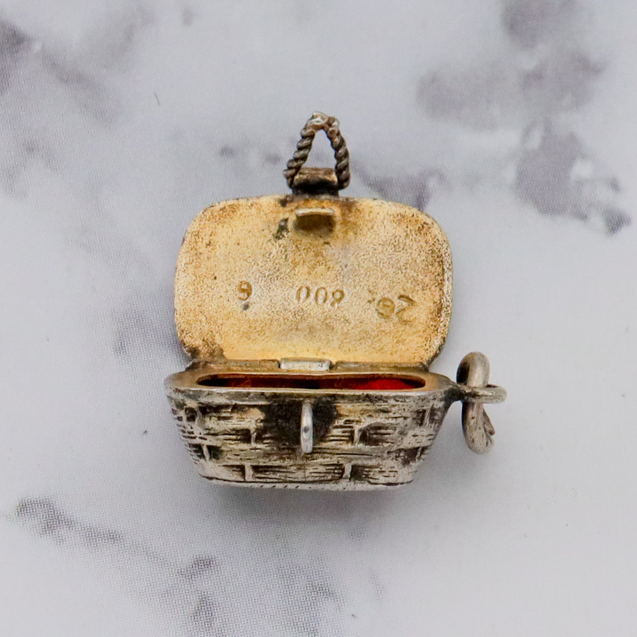 Antique .800 silver & enamel Egyptian Moses basket charm