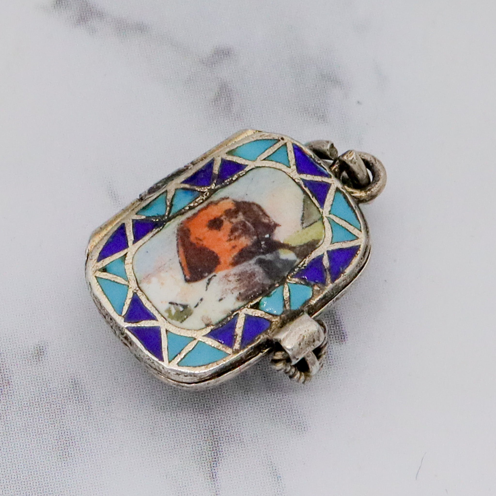 Antique .800 silver & enamel Egyptian Moses basket charm