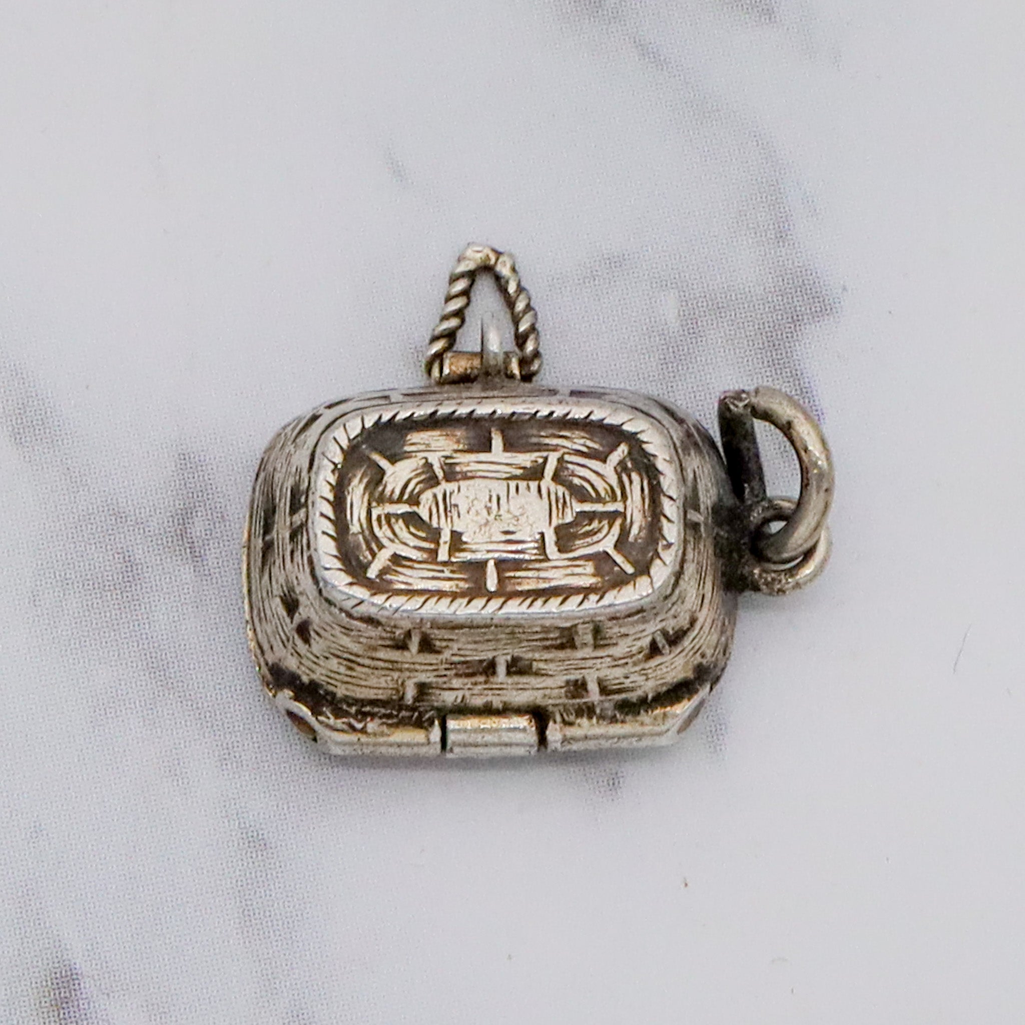 Antique .800 silver & enamel Egyptian Moses basket charm