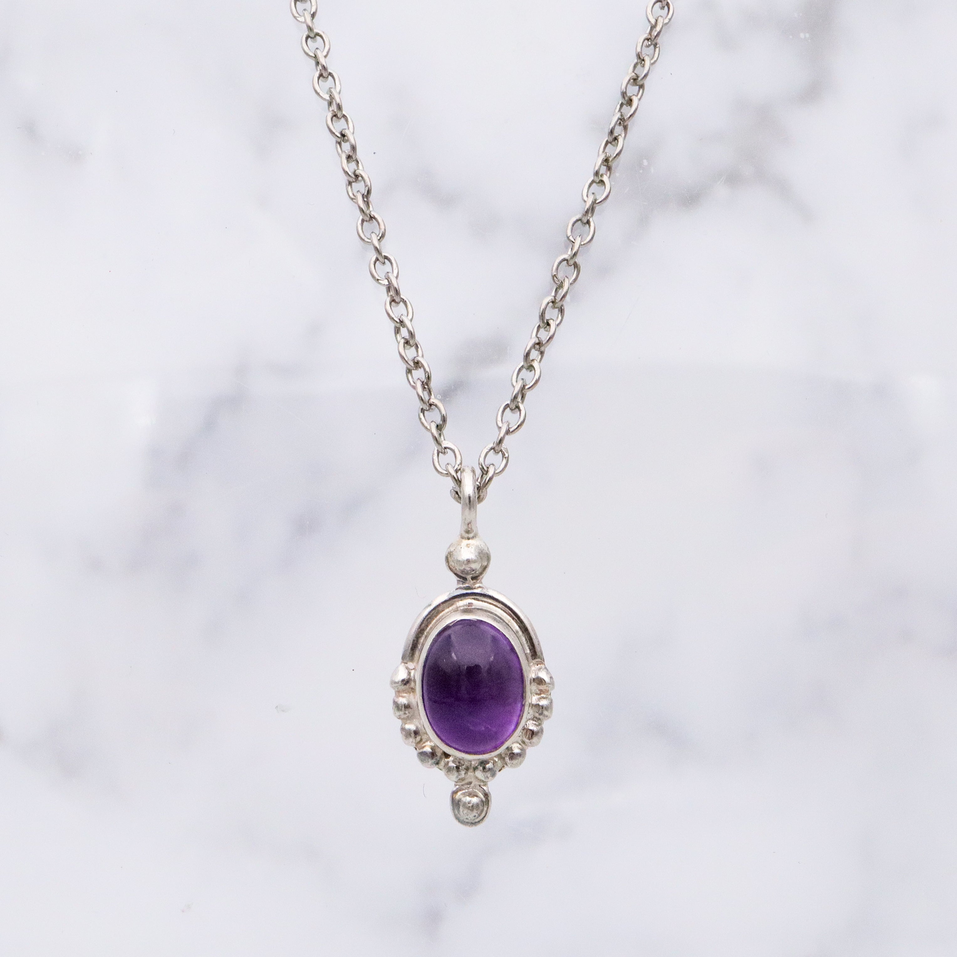 Vintage sterling silver amethyst bubble drop pendant