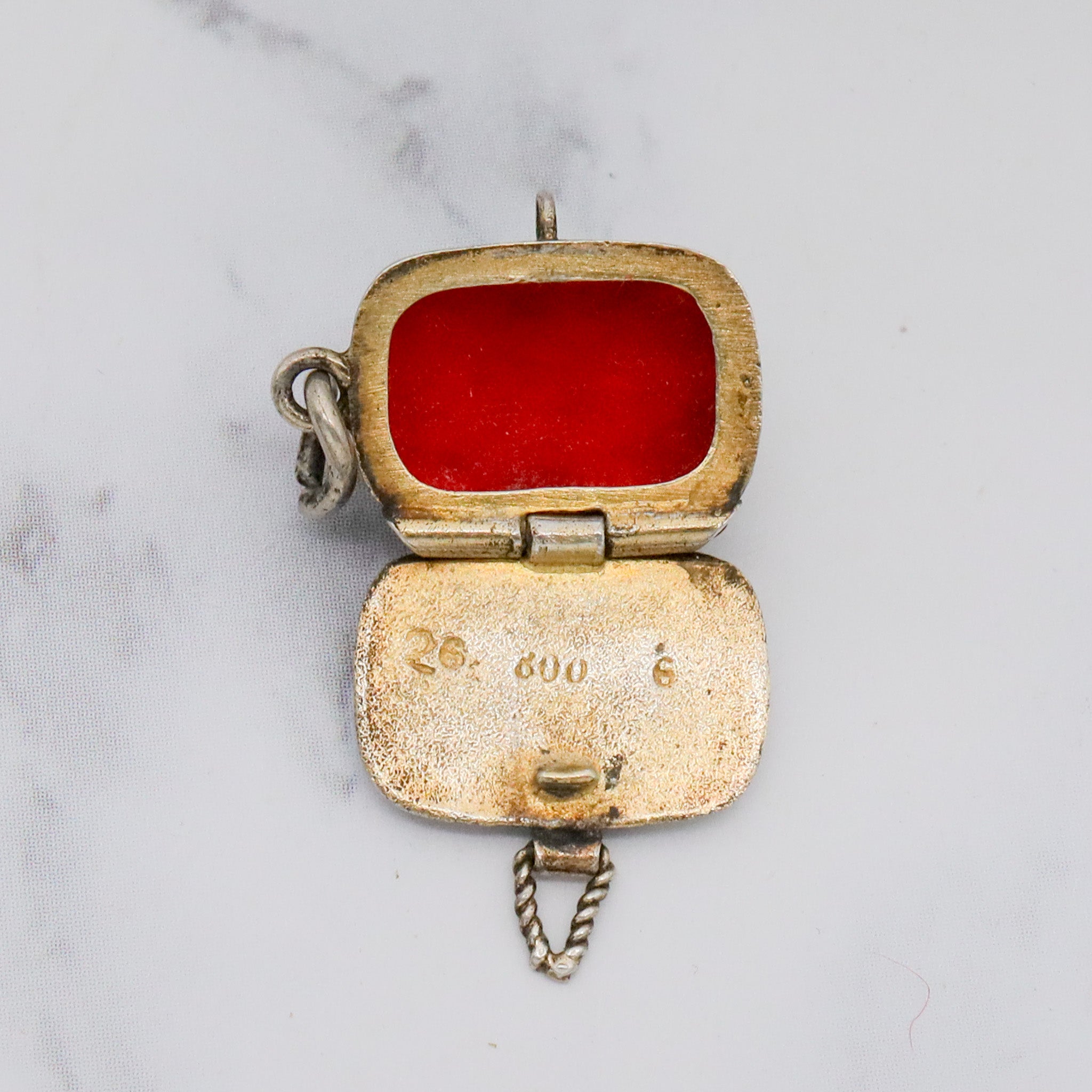 Antique .800 silver & enamel Egyptian Moses basket charm