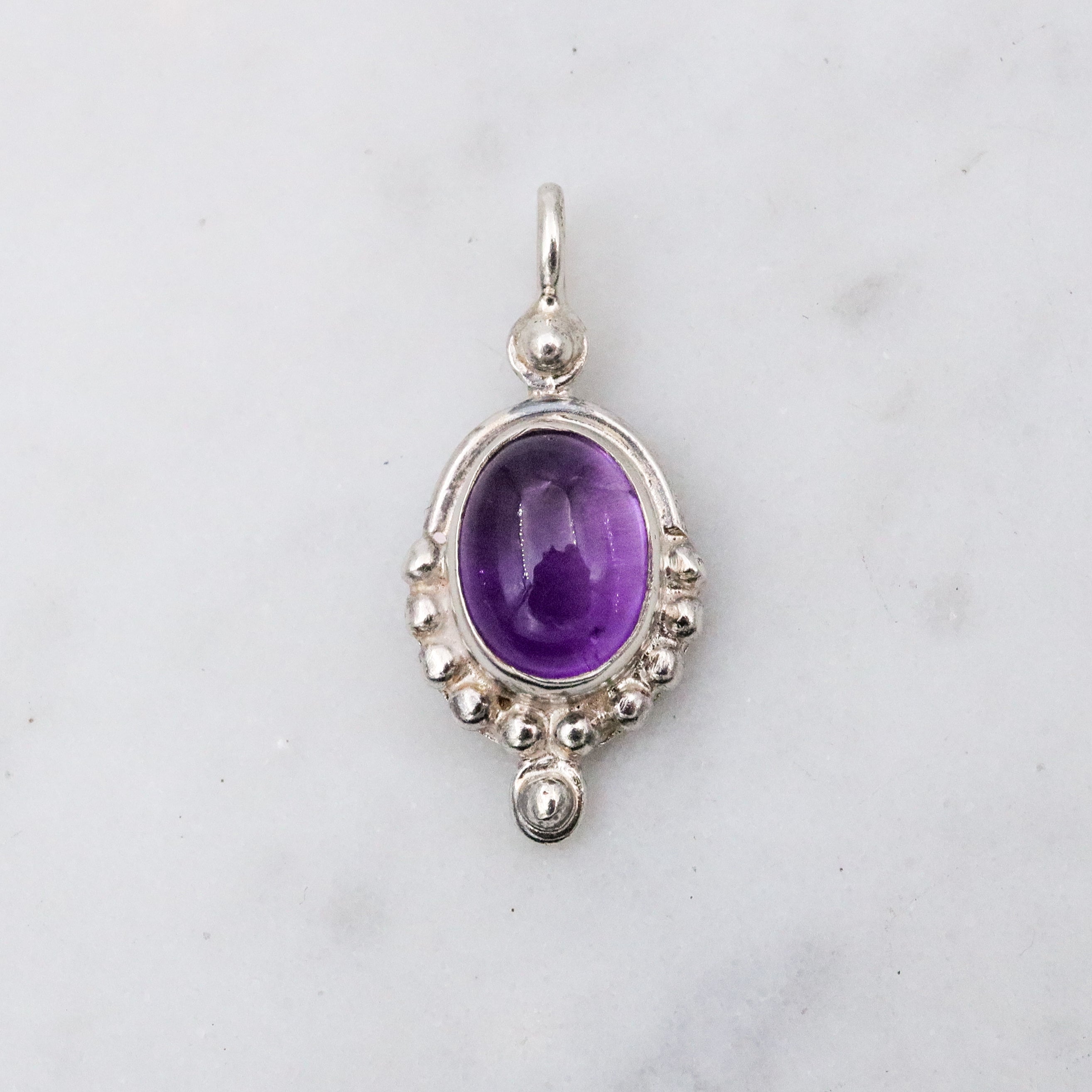 Vintage sterling silver amethyst bubble drop pendant