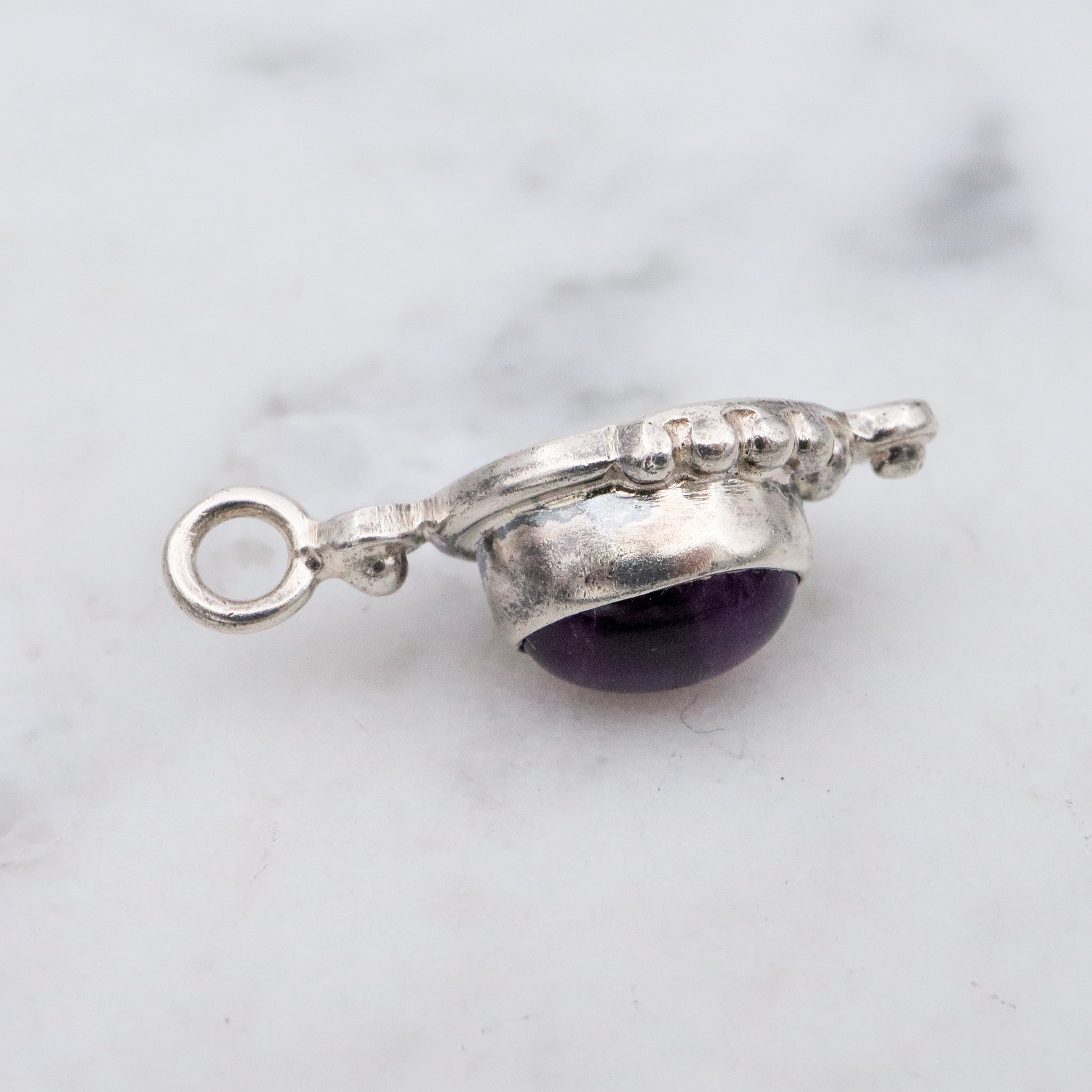 Vintage sterling silver amethyst bubble drop pendant