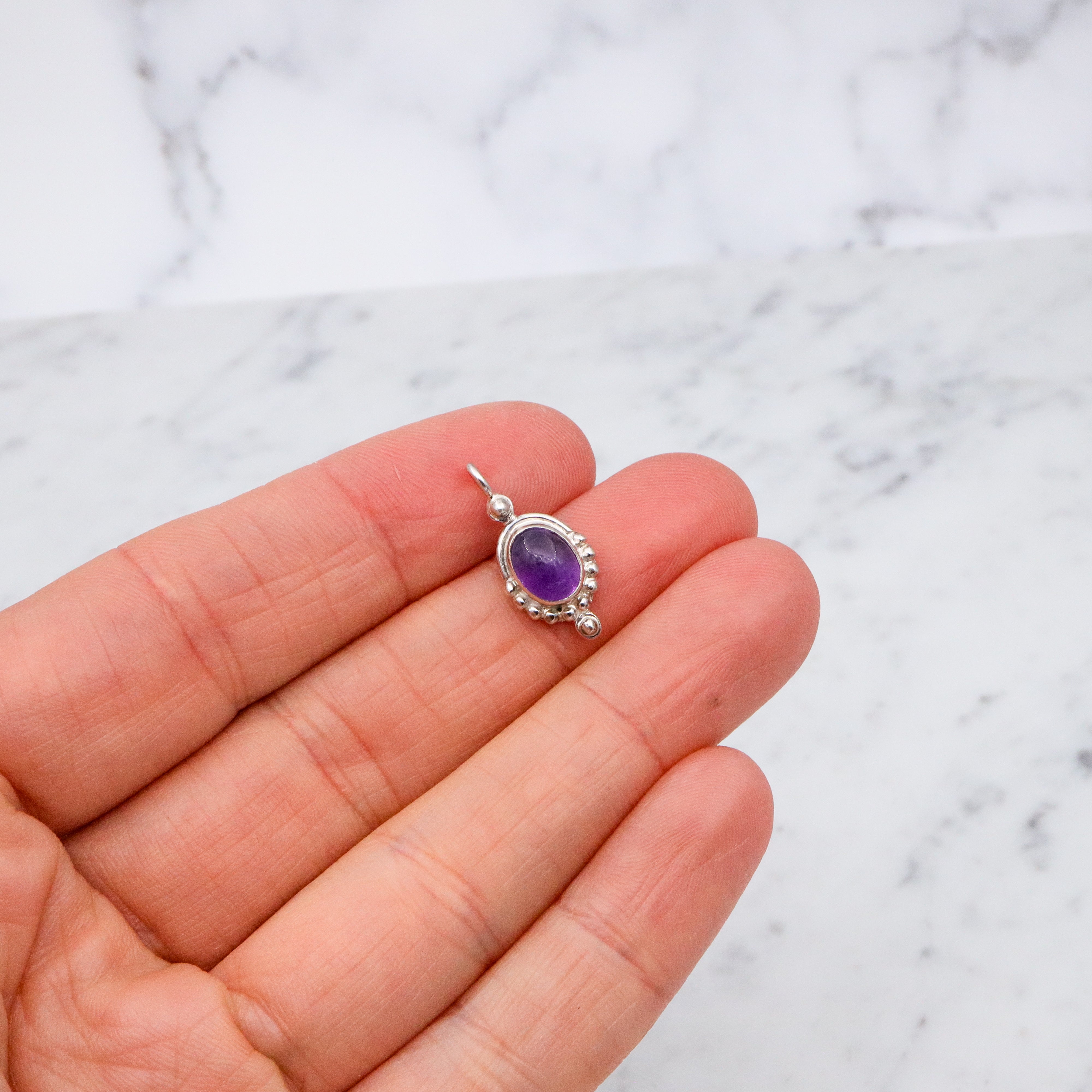 Vintage sterling silver amethyst bubble drop pendant