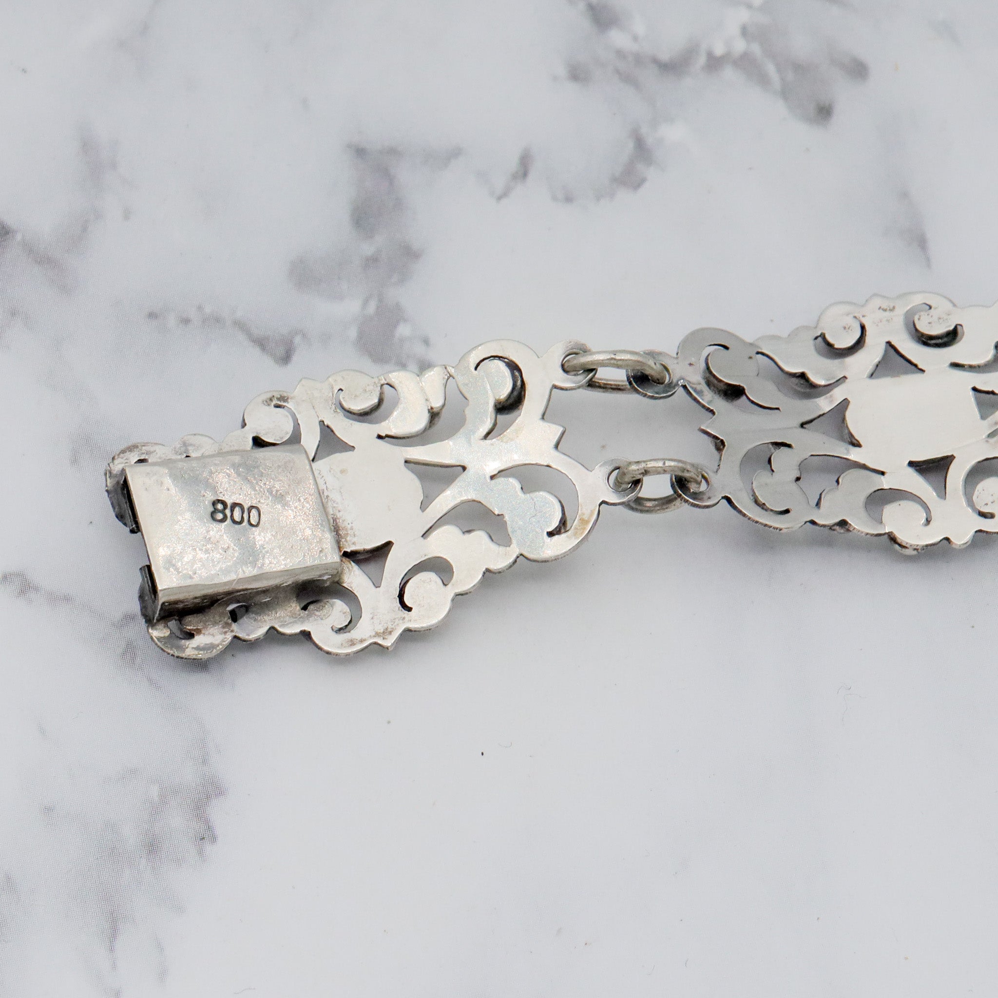 Antique Renaissance Revival .800 silver & coral bracelet
