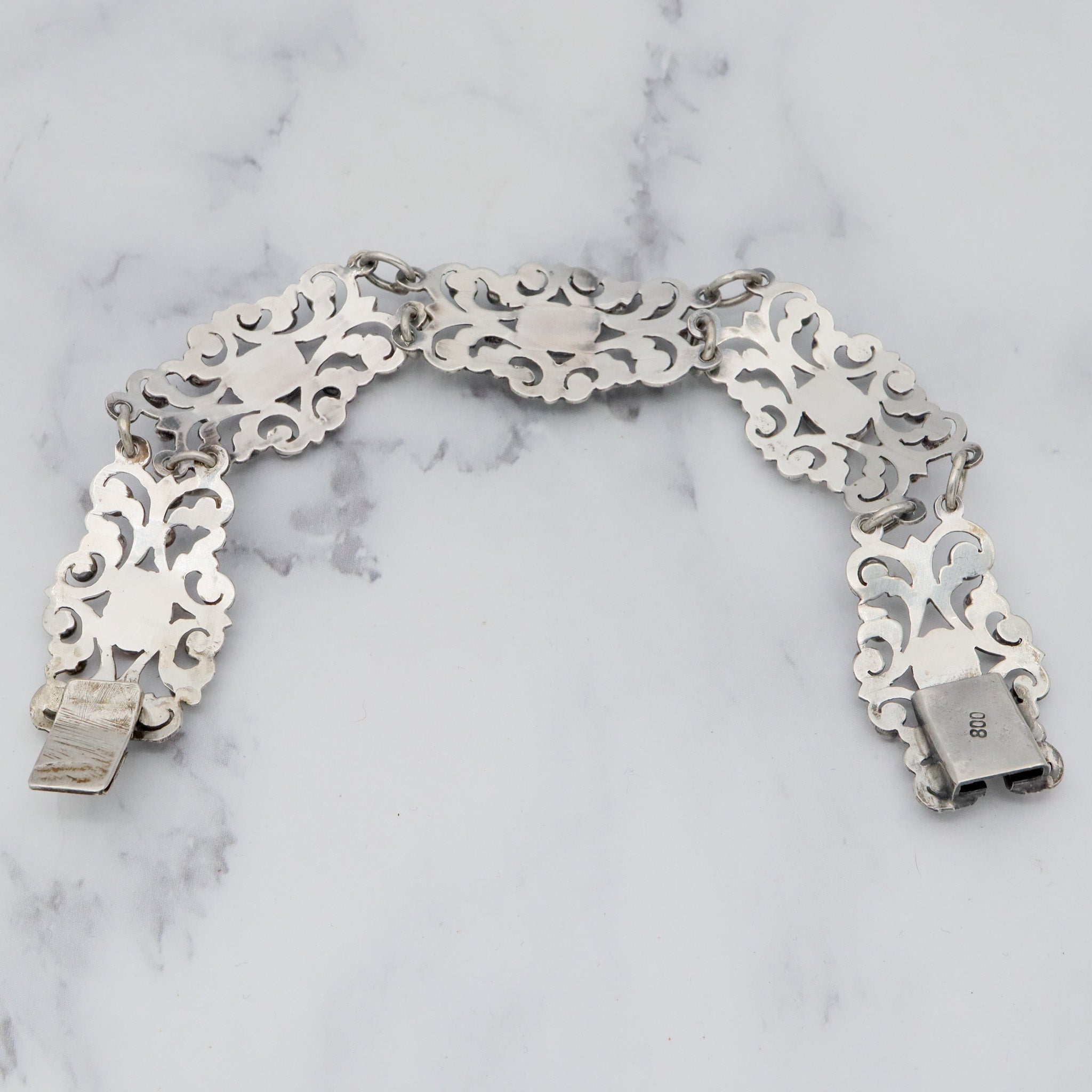Antique Renaissance Revival .800 silver & coral bracelet
