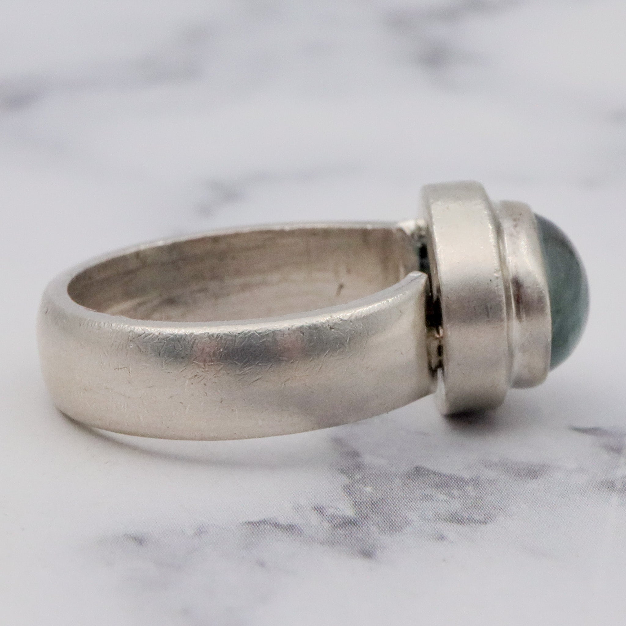 Vintage sterling & natural aquamarine ring, sz 7.75