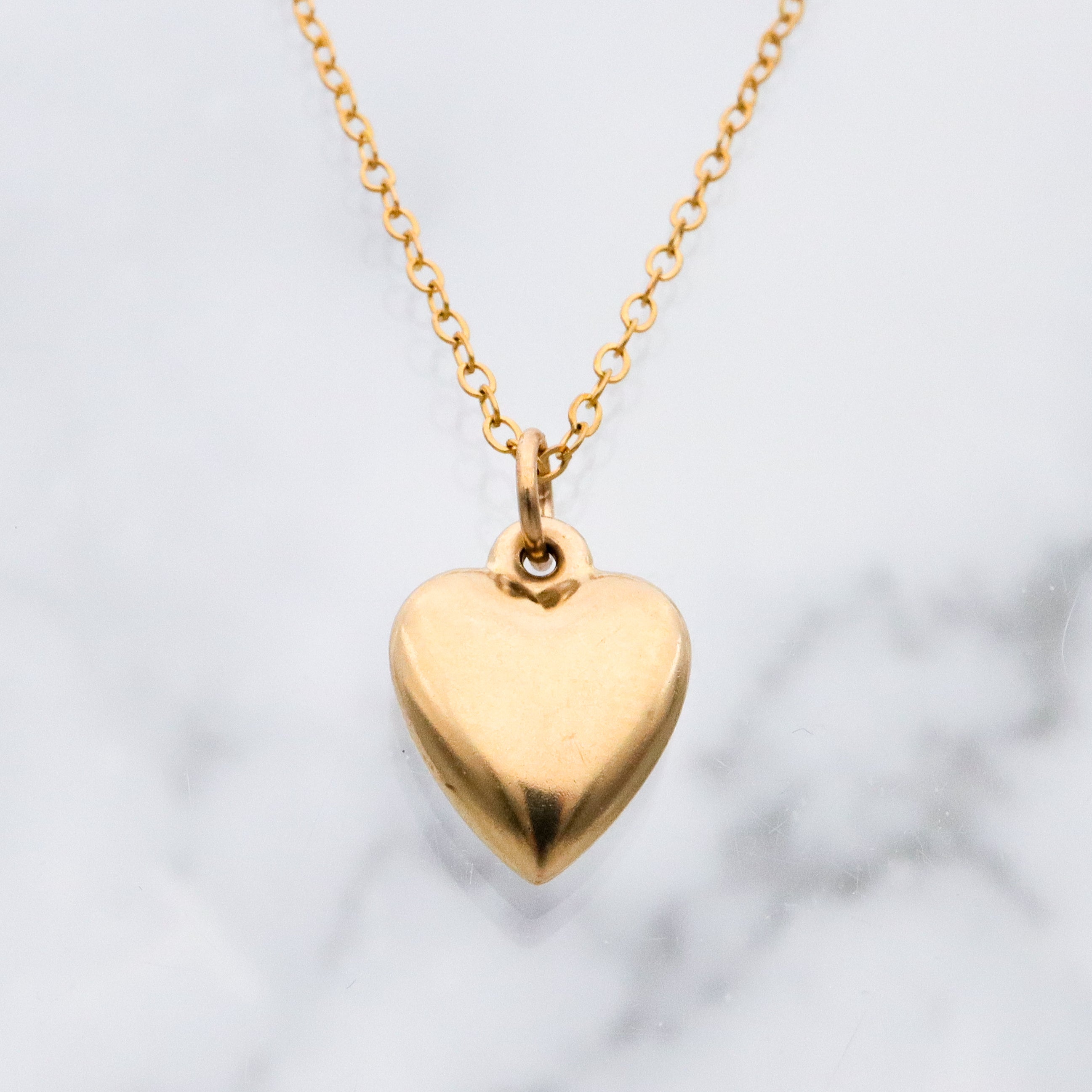 vintage 14k gold puffy heart charm pendant