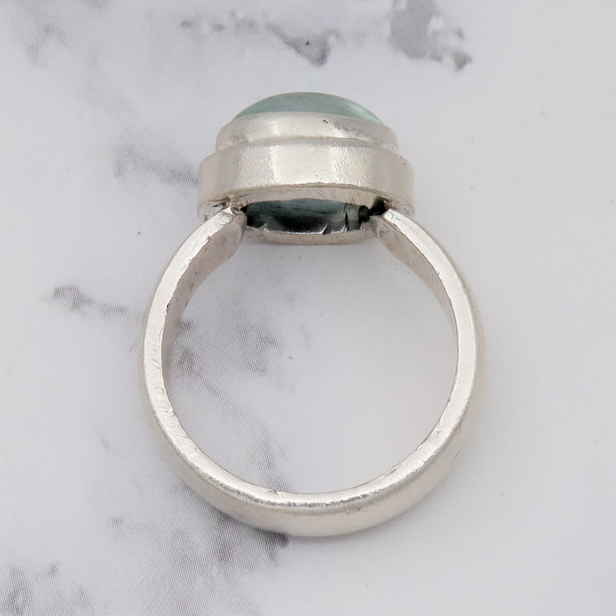 Vintage sterling & natural aquamarine ring, sz 7.75