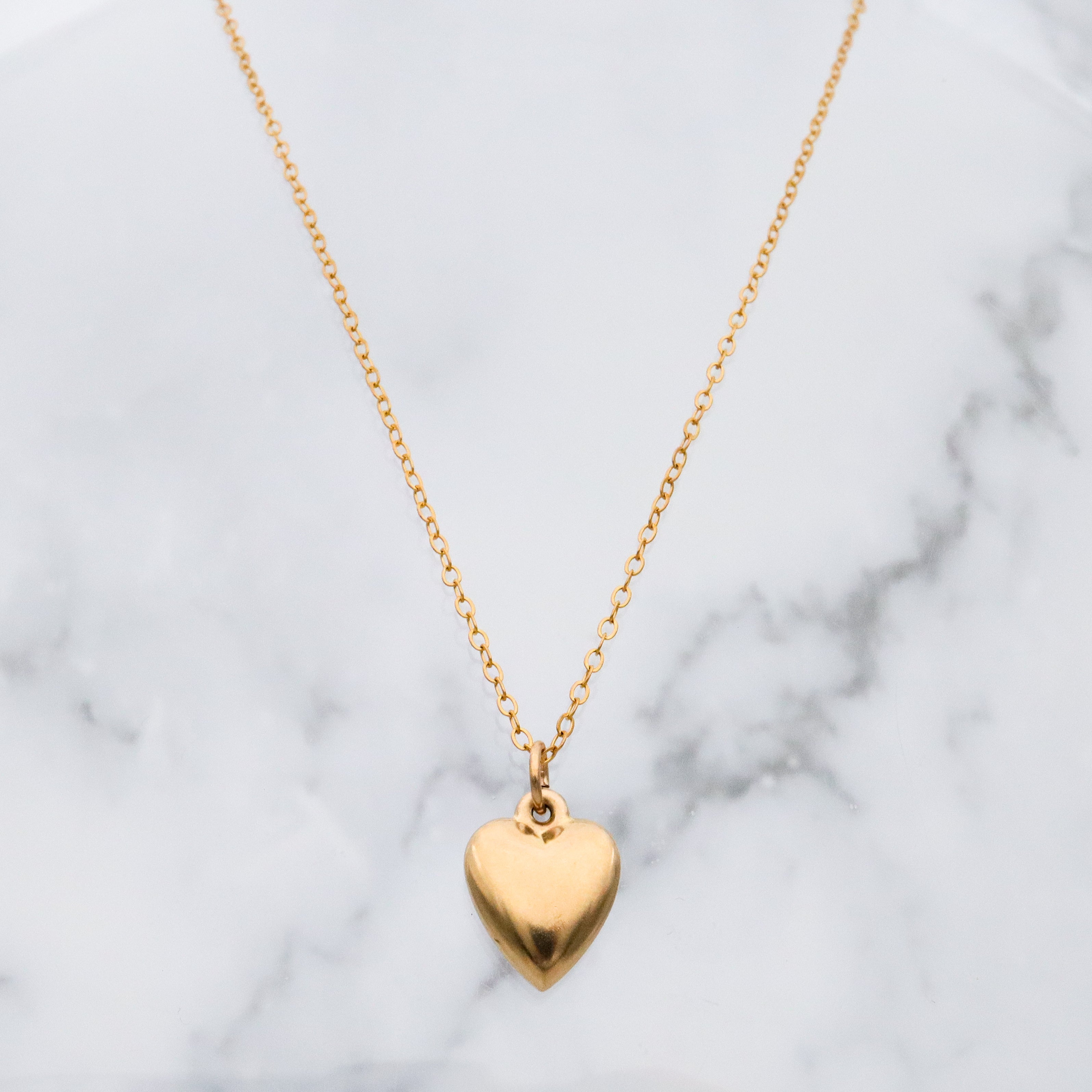 vintage 14k gold puffy heart charm pendant