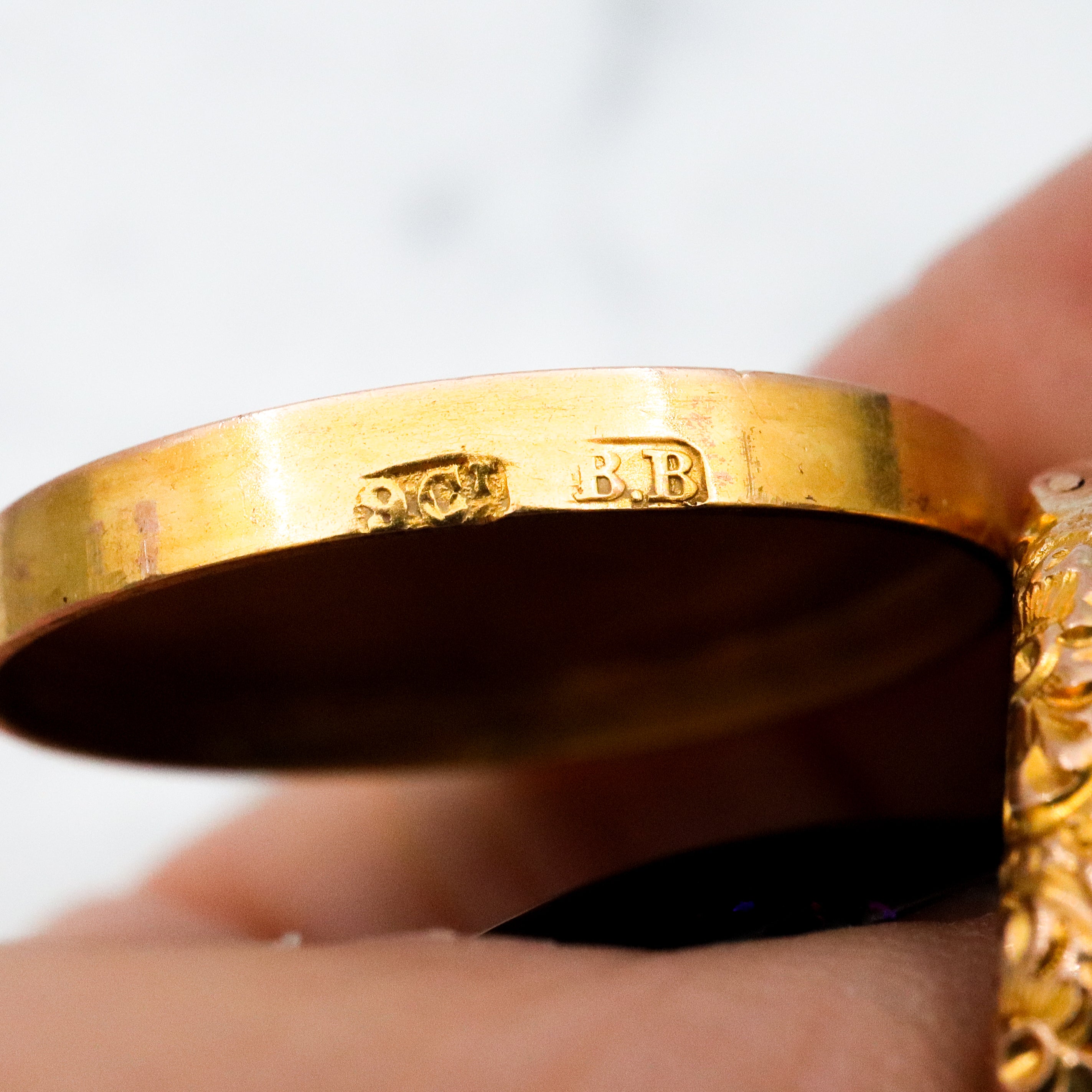 Antique Victorian 9k gold repousse shadow box locket pendant