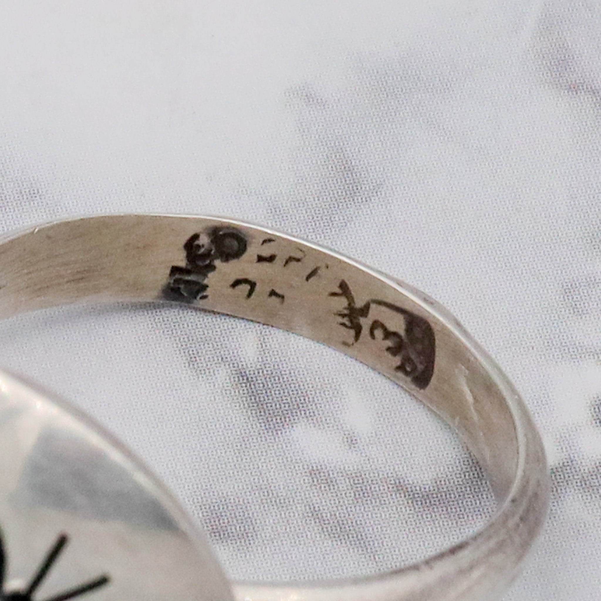 Vintage Mid-Century Modern Mexican sterling & amazonite ring, sz 7