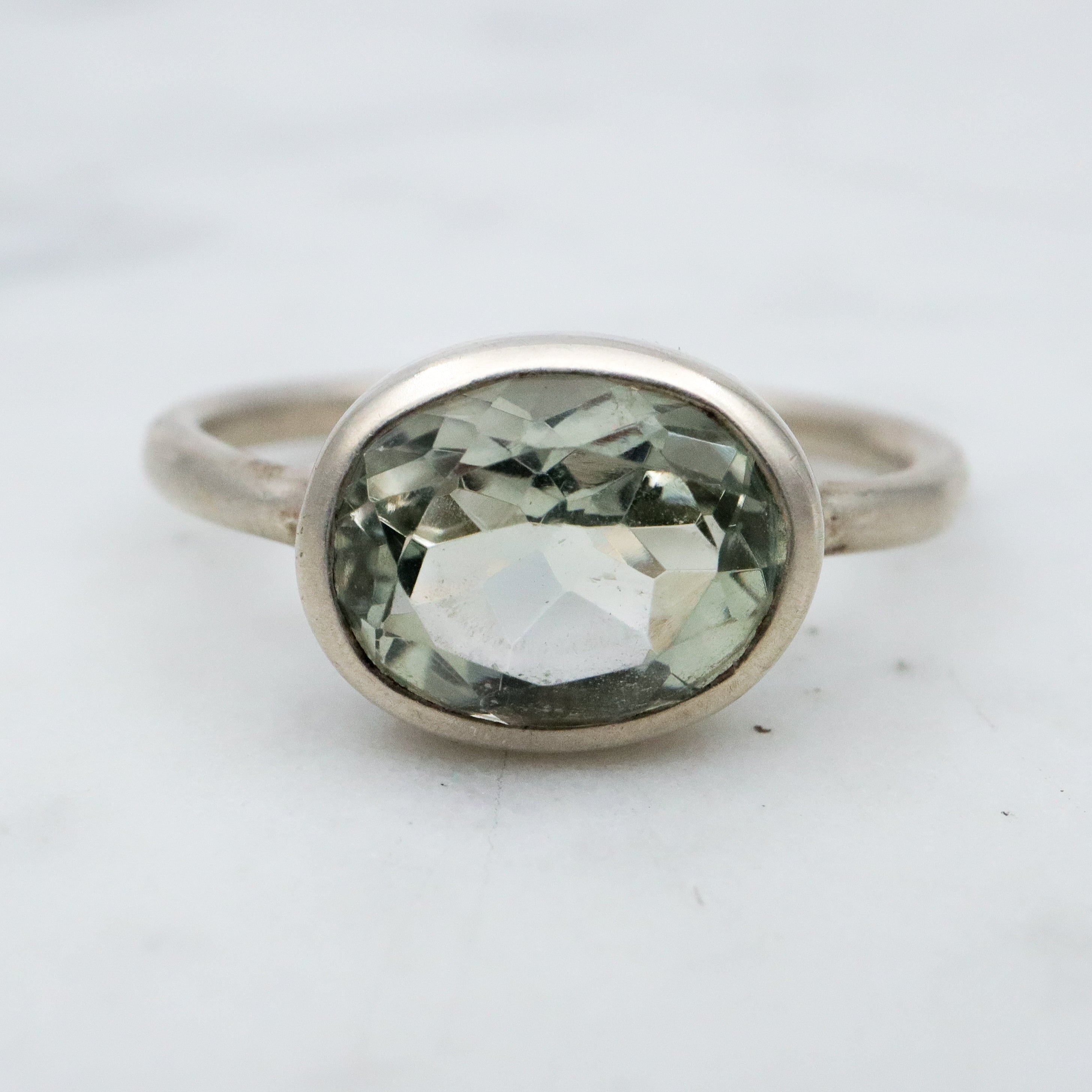 vintage Modern sterling faceted quartz solitaire ring size 7.5