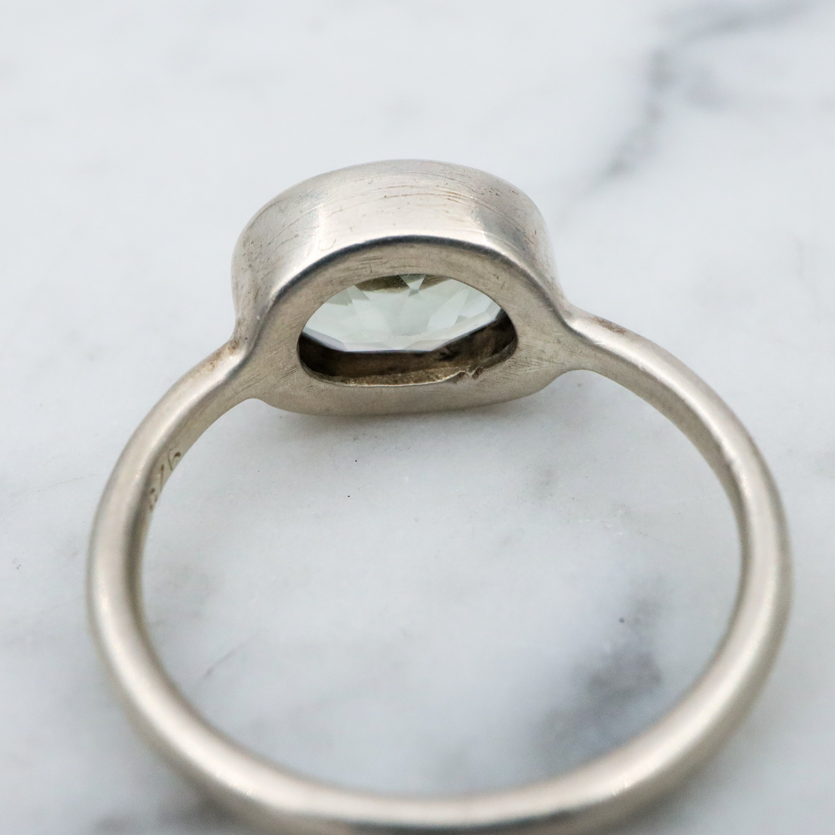 vintage Modern sterling faceted quartz solitaire ring size 7.5