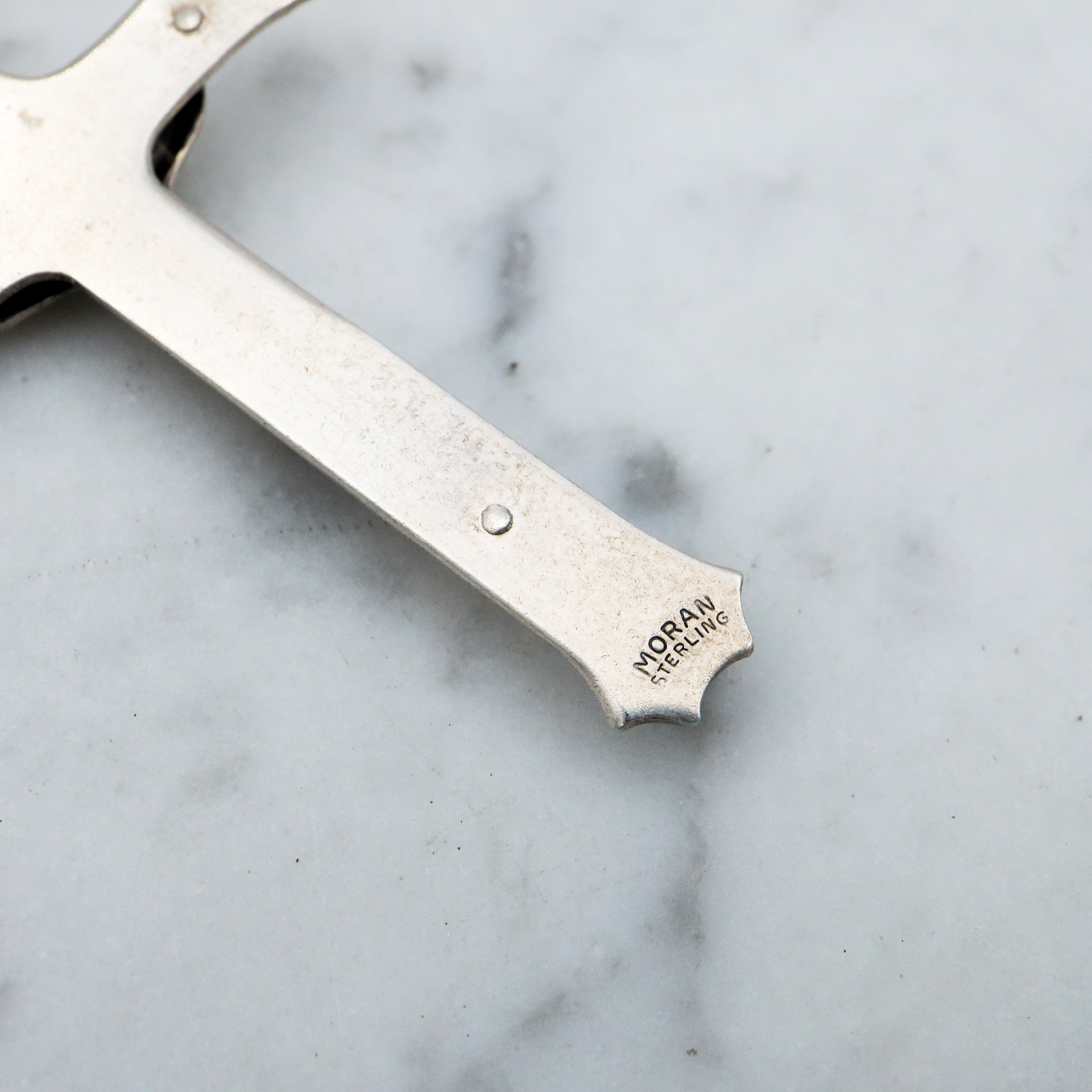 Vintage Moran sterling & faceted crystal rosary necklace