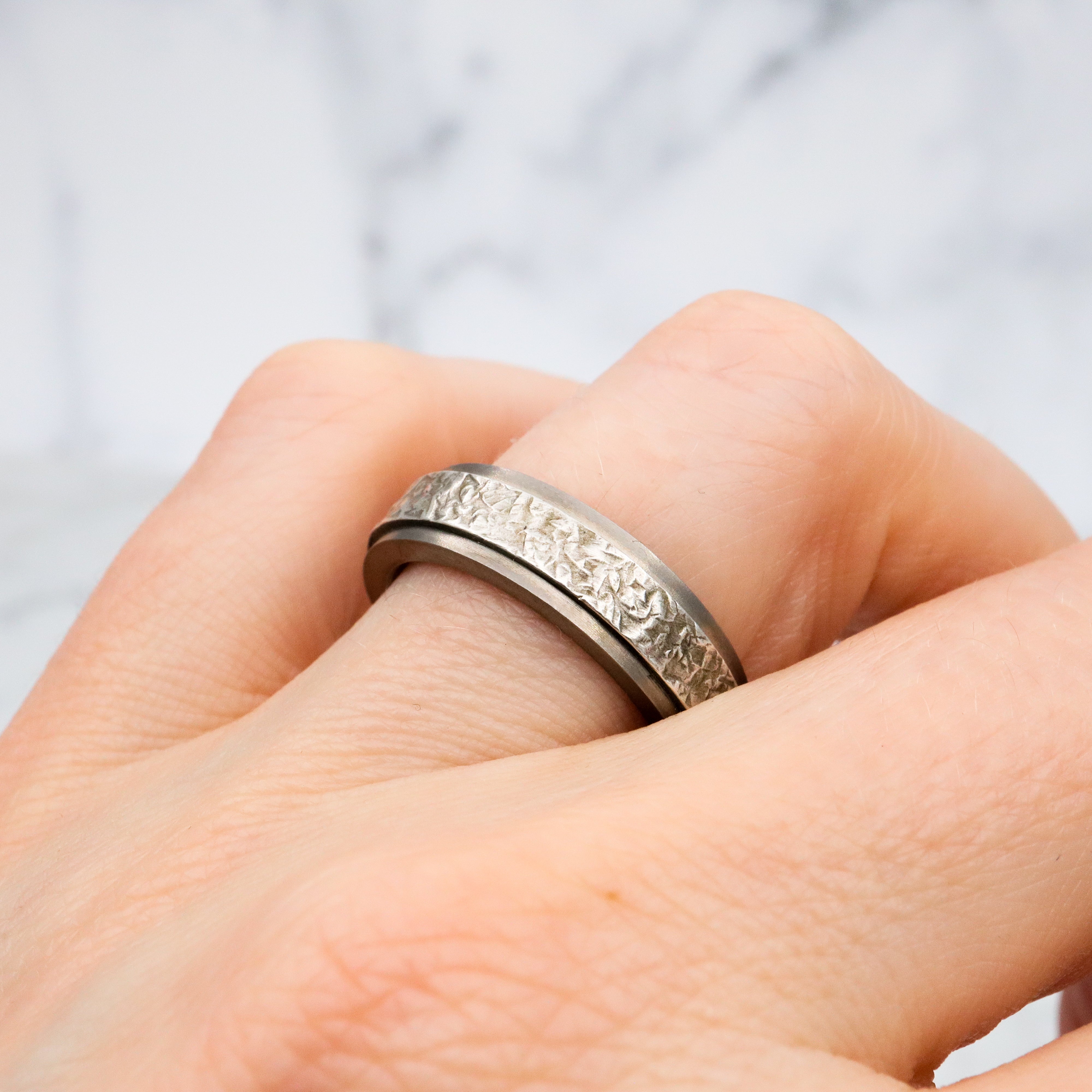 vintage textured titanium band, size 8