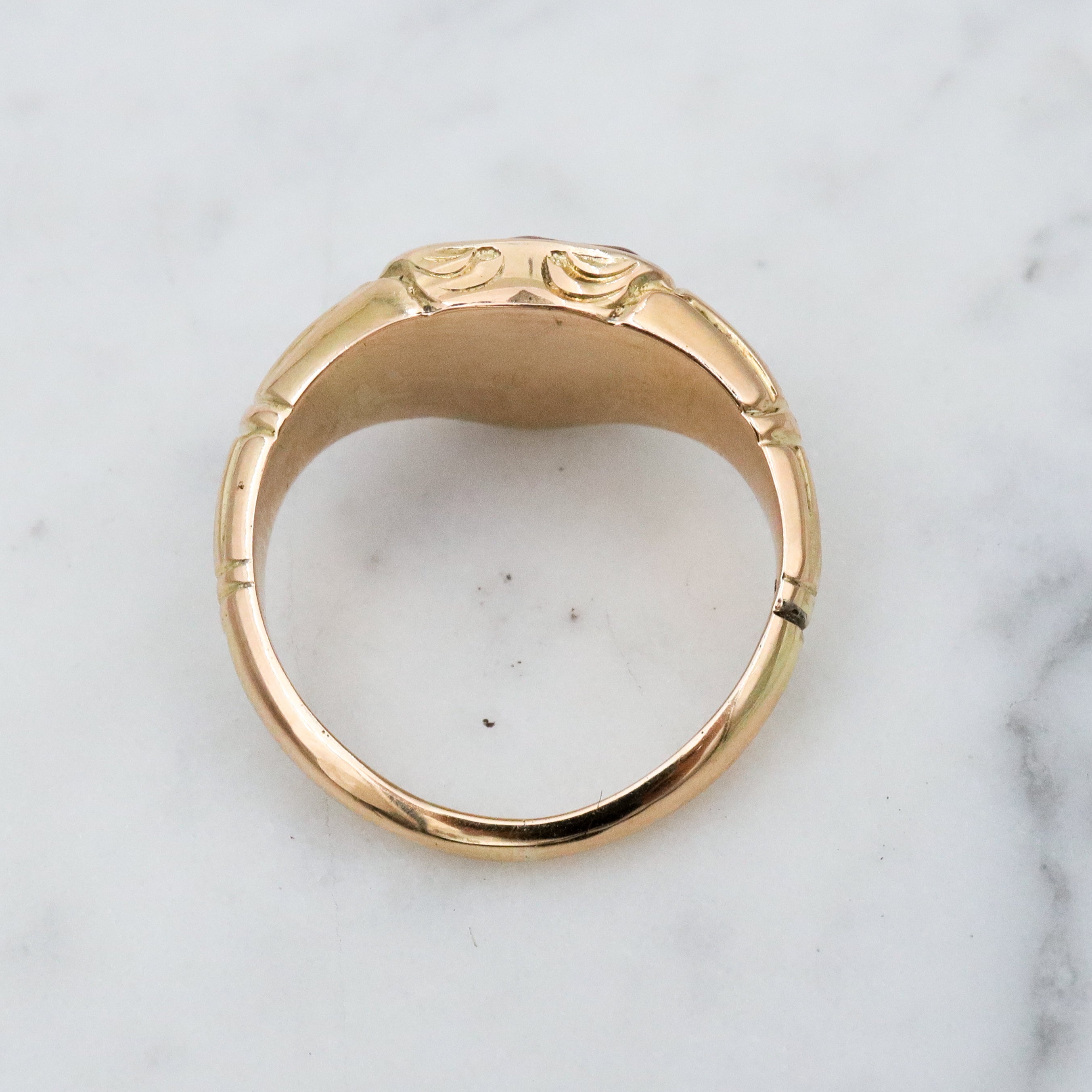 Antique Victorian Renaissance Revival 14k gold carnelian signet monogram ring, size 6.5