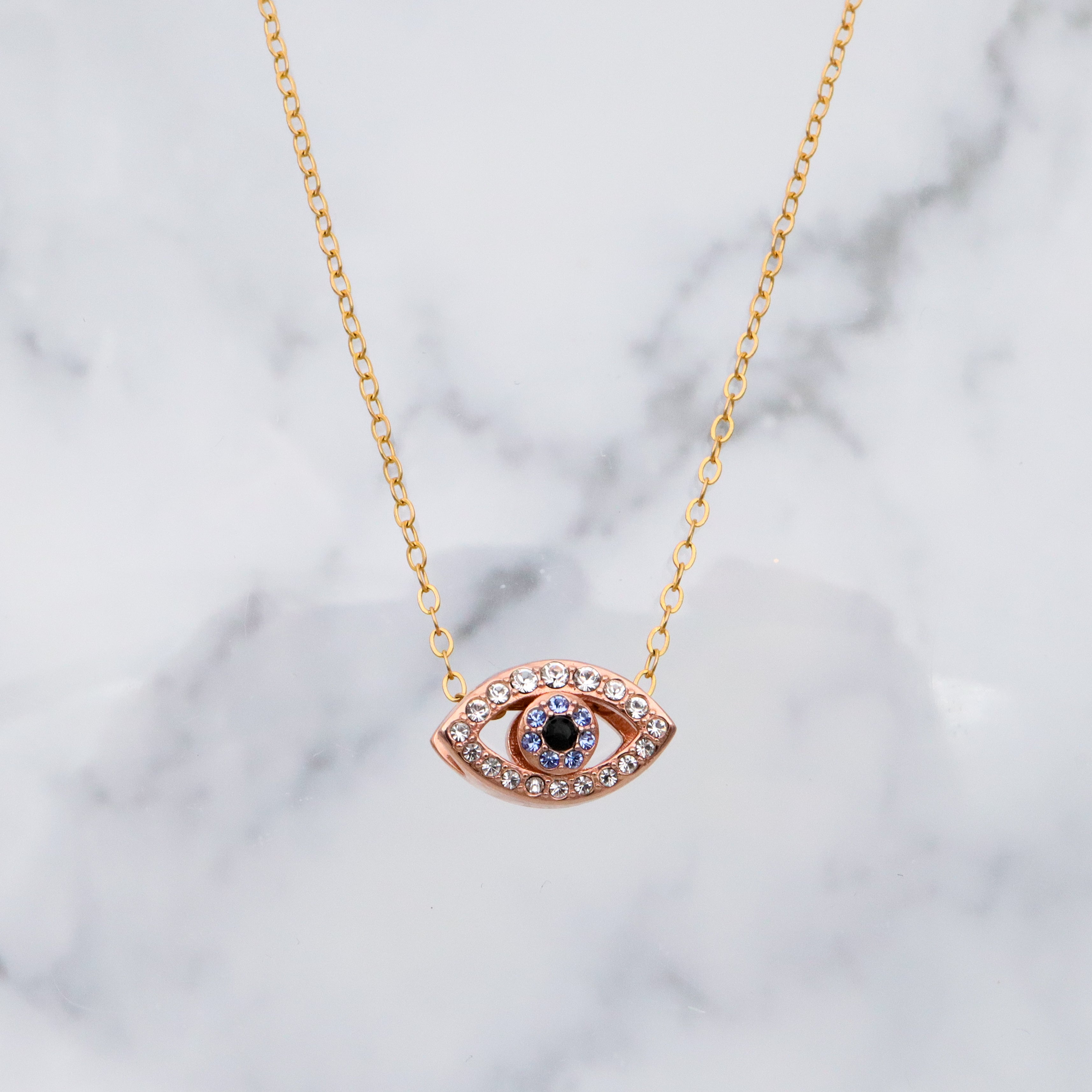 vintage rose gold plated sterling & crystal eye slide charm