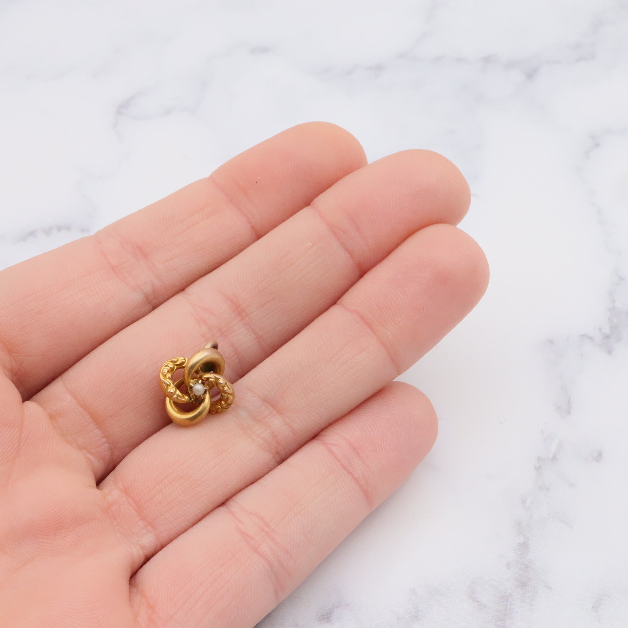 Vintage 10k gold seed pearl stick pin conversion charm