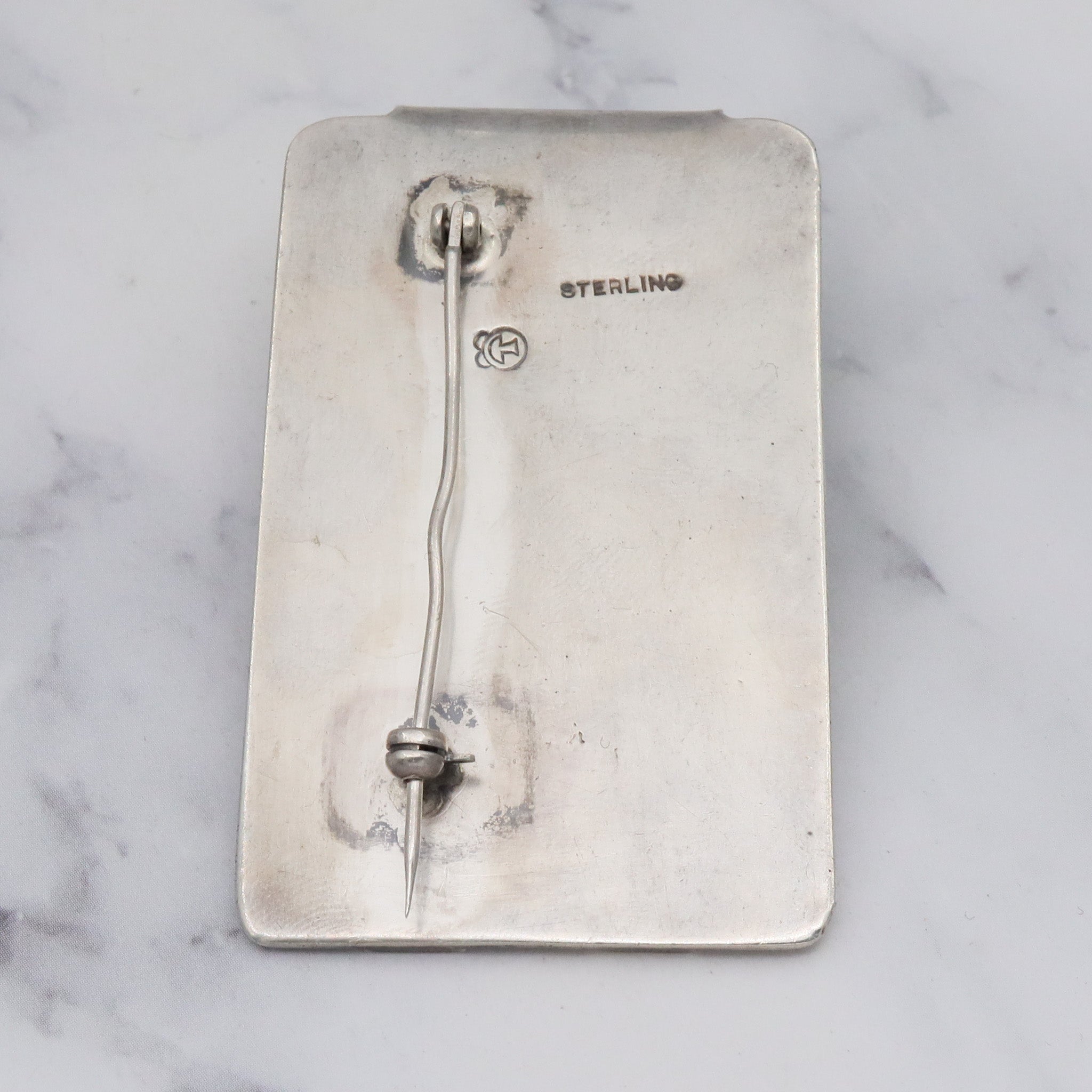 Vintage Modernist Sam Kramer sterling & carnelian brooch