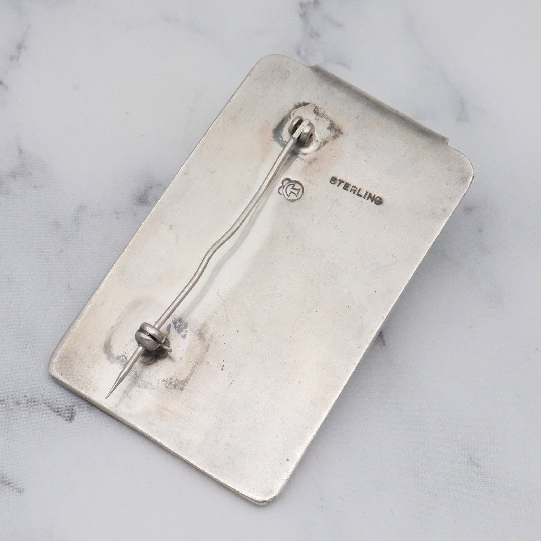 Vintage Modernist Sam Kramer sterling & carnelian brooch